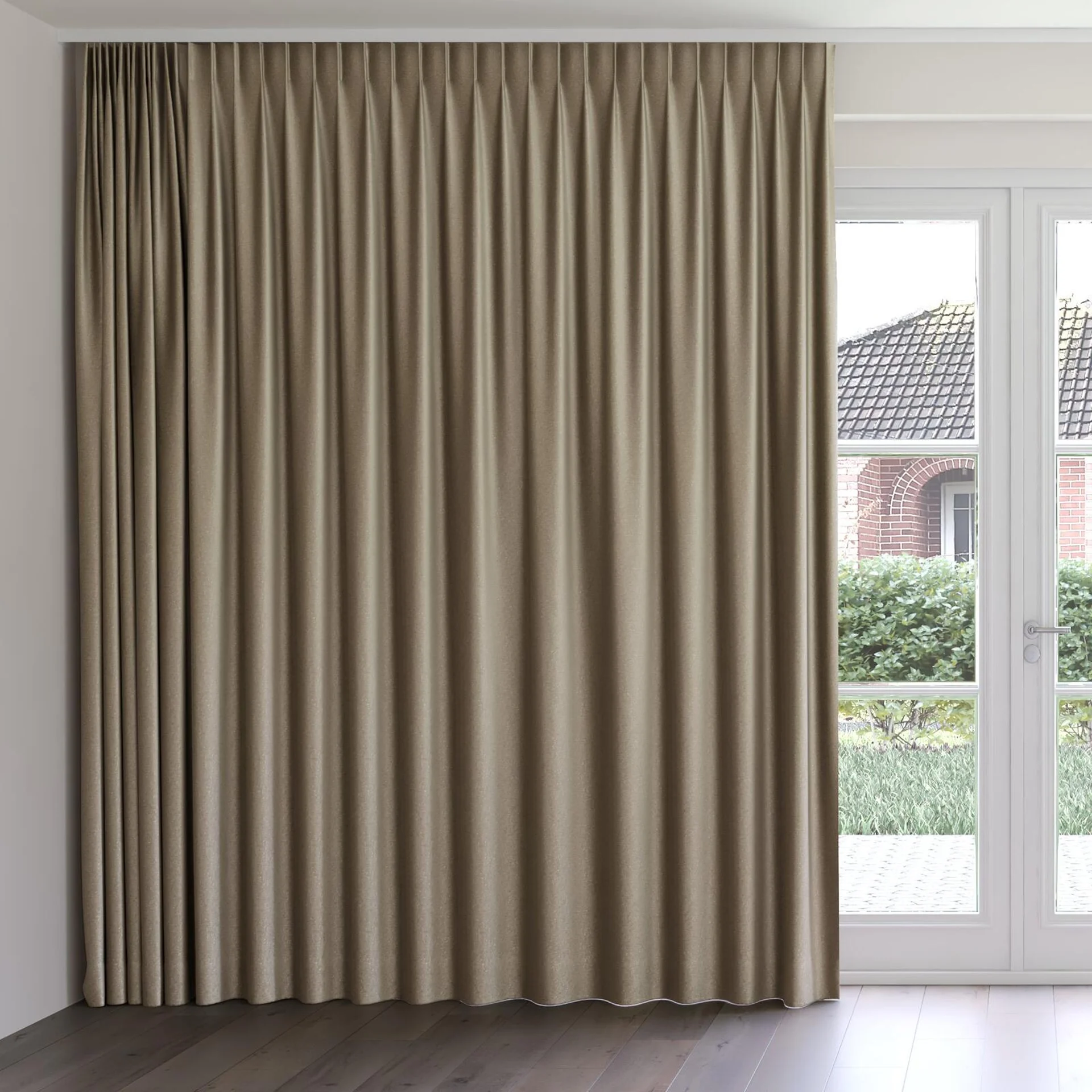 Front view of Recharge Cedar, on curtain rail