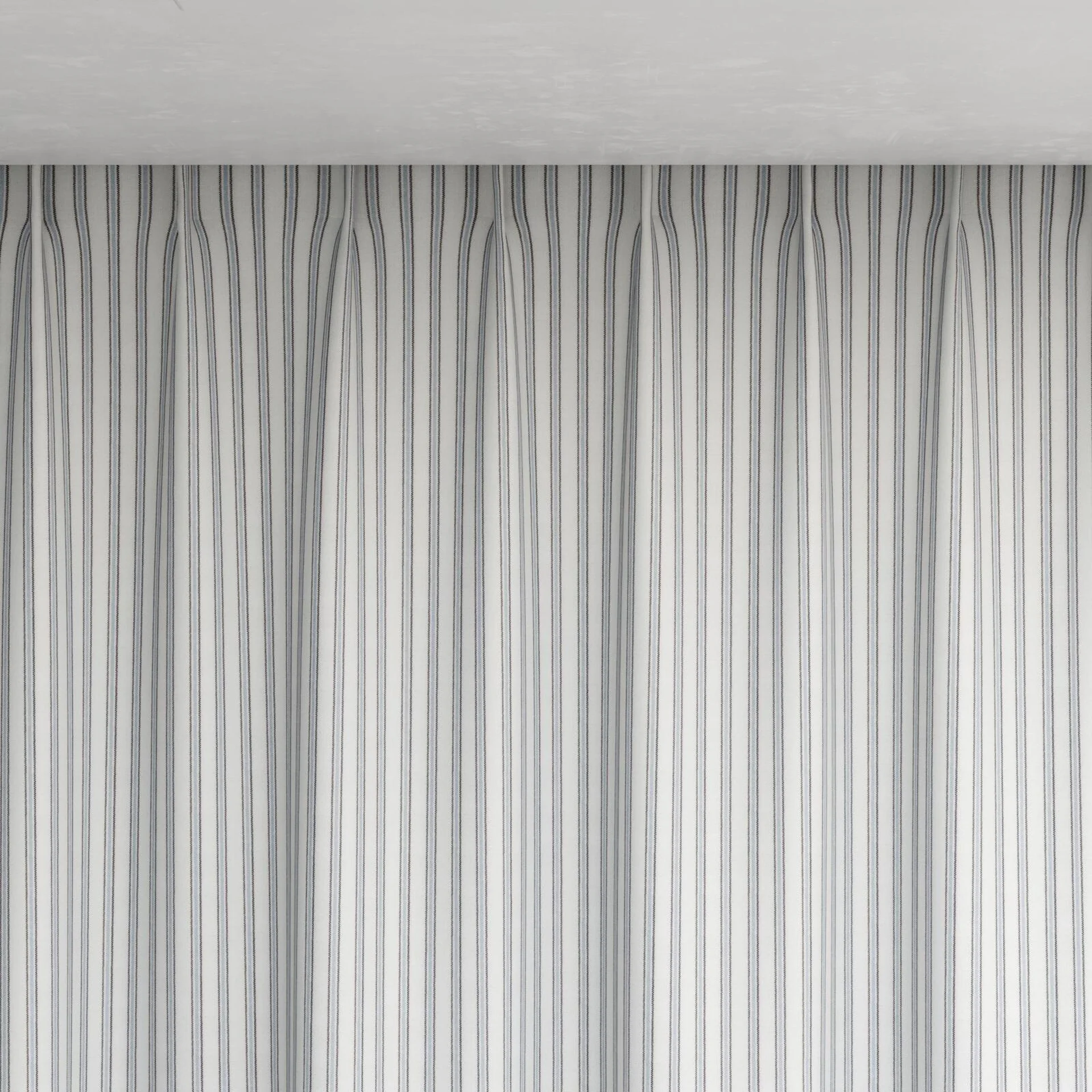 Top view of Chambray Ticking Sky Blue, pinch pleat