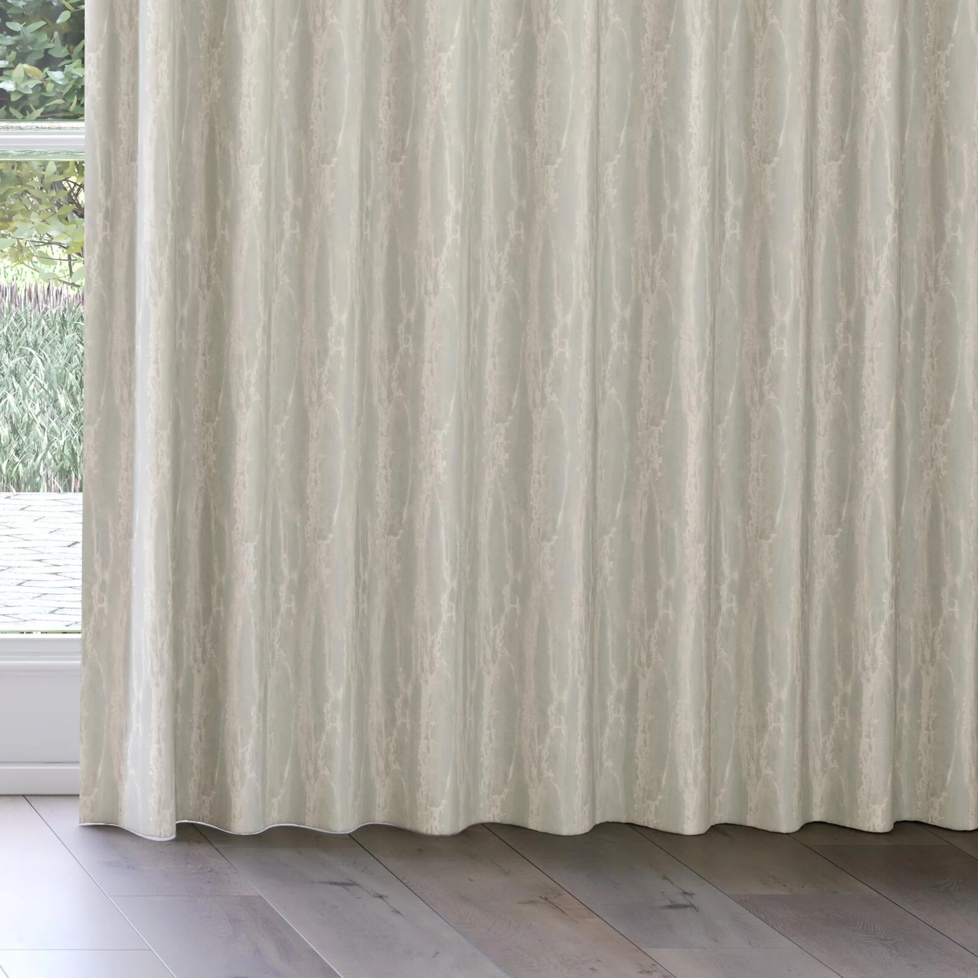 Bottom view of Anthology Aluminium, on curtain rail
