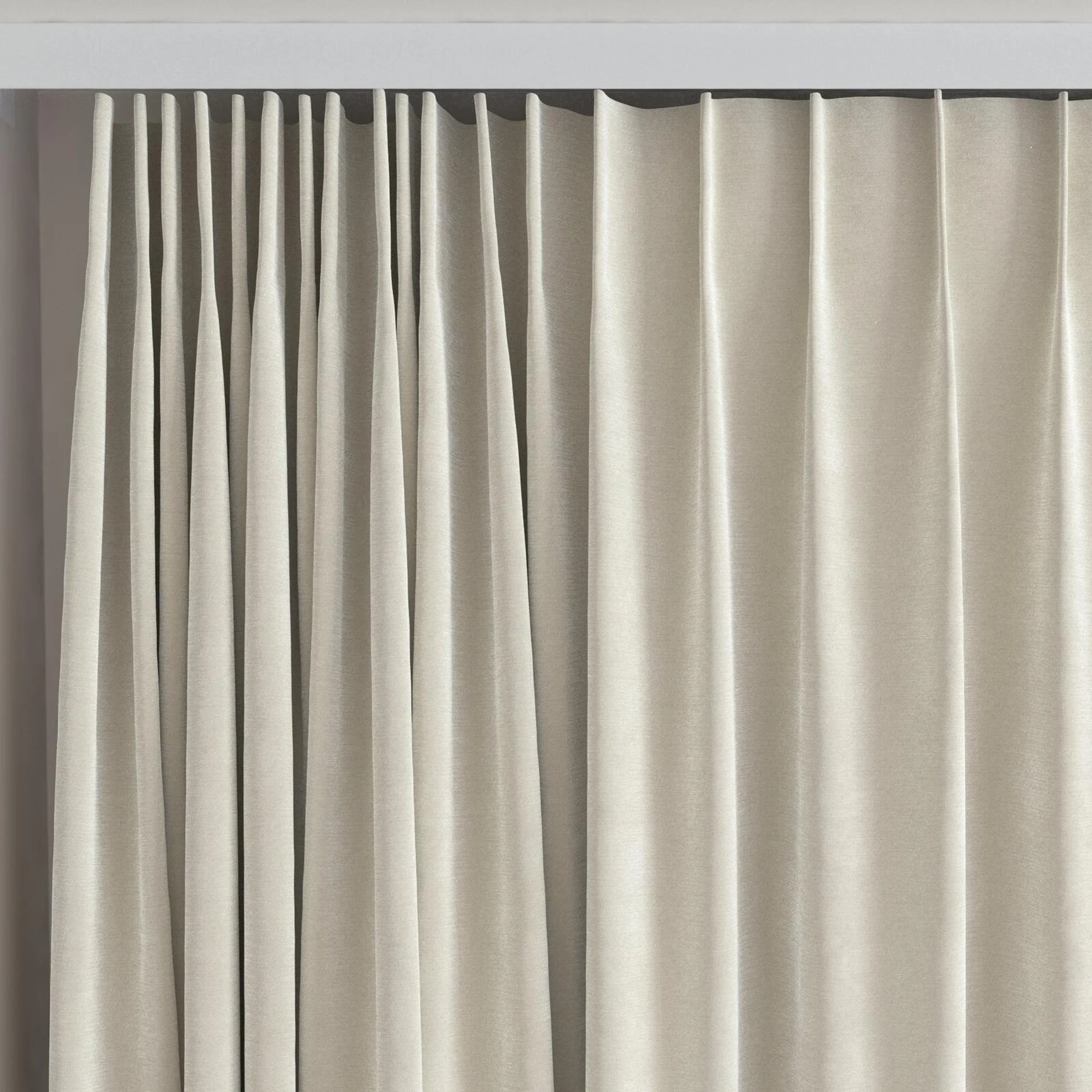 Top view of Moon Ivory, on curtain rail