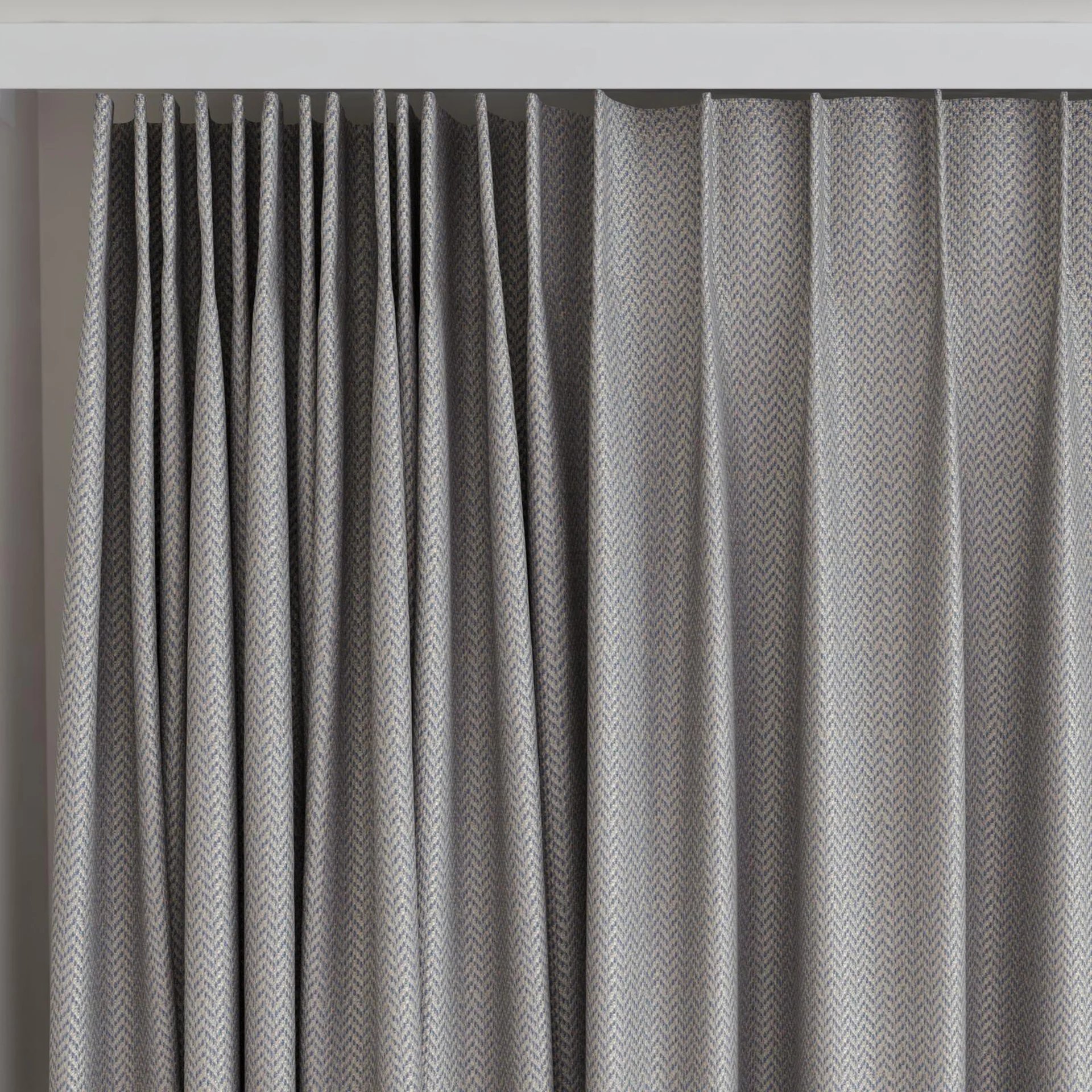 Top view of Iconji Denim, on curtain rail
