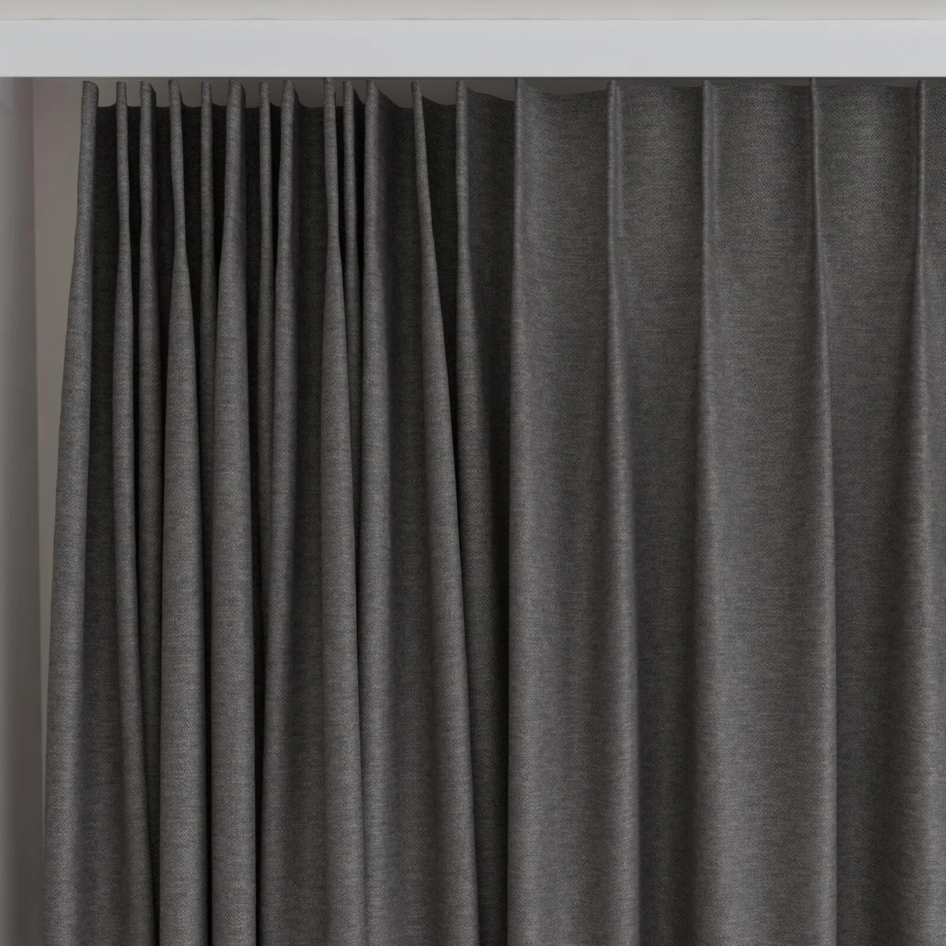 Top view of Colourwash Eco Truffle, on curtain rail