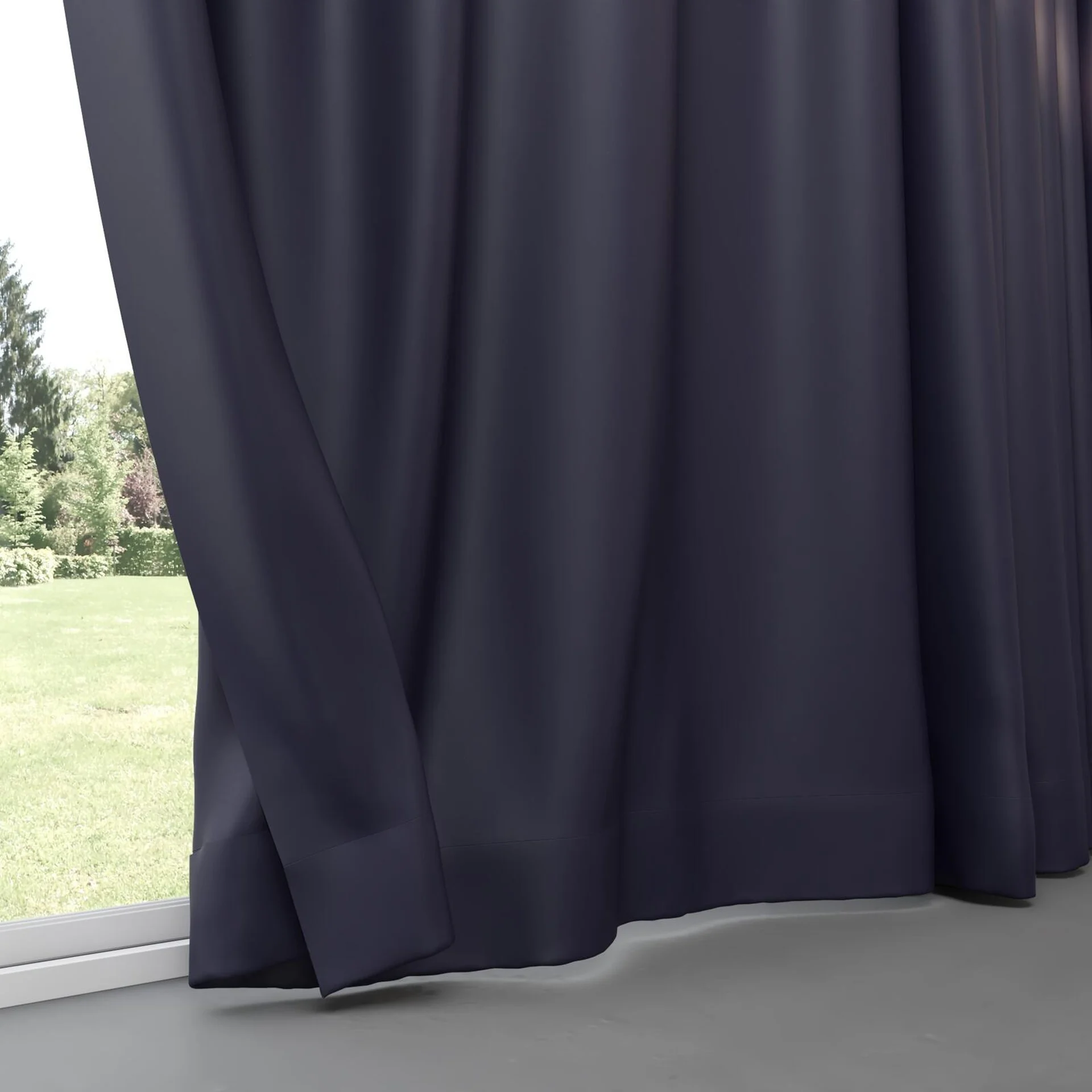 Bottom view of Ultra Dim Midnight, pinch pleat