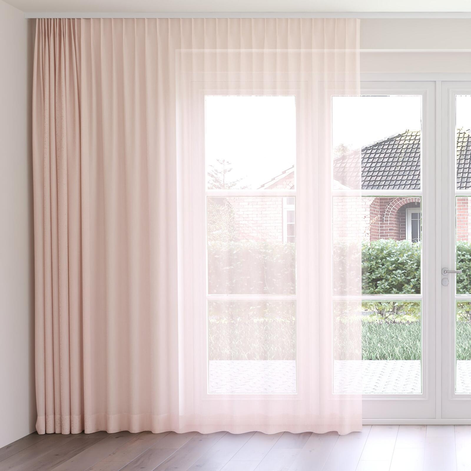 Front view of Sardinia Rosa, on curtain rail