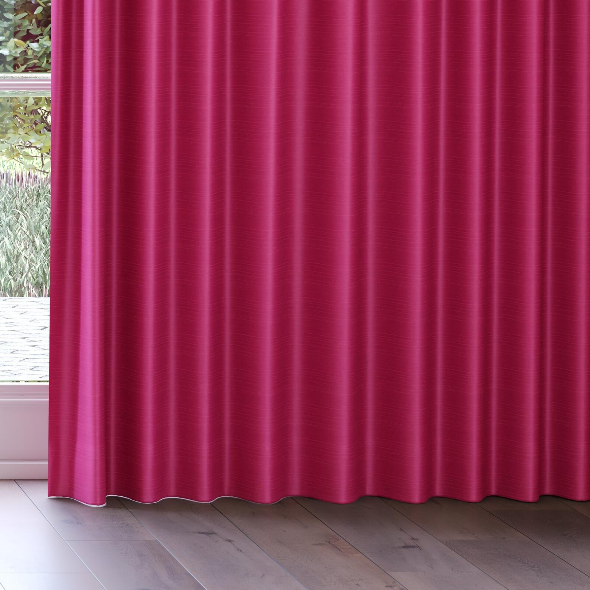 Bottom view of Silky Magenta, on curtain rail