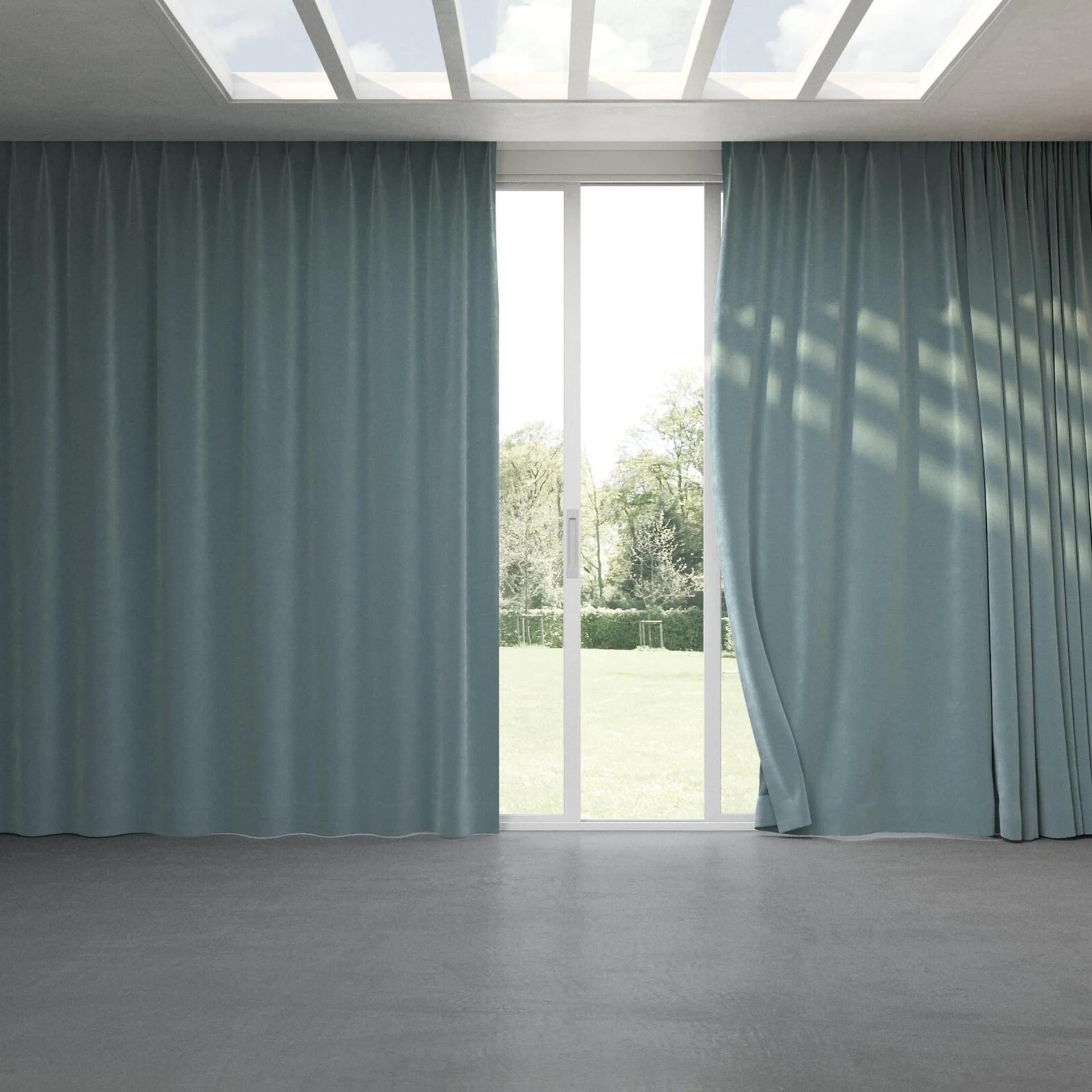 Full view of Verbier Aqua, pinch pleat