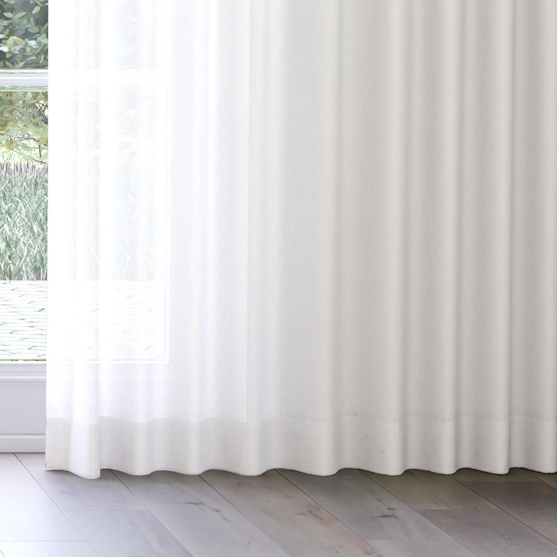Bottom view of Origami Mist, on curtain rail
