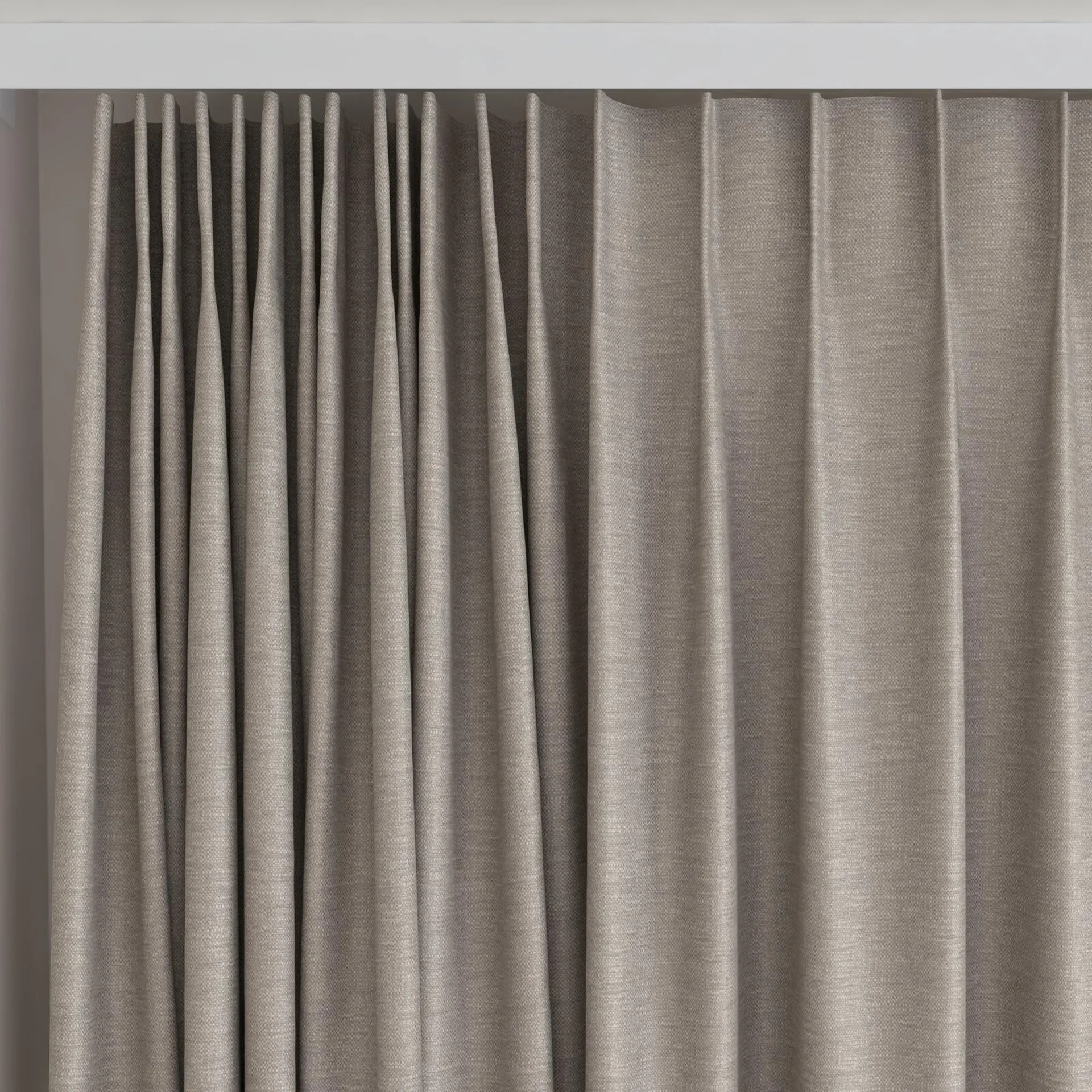 Top view of Colourwash Eco Flint, on curtain rail