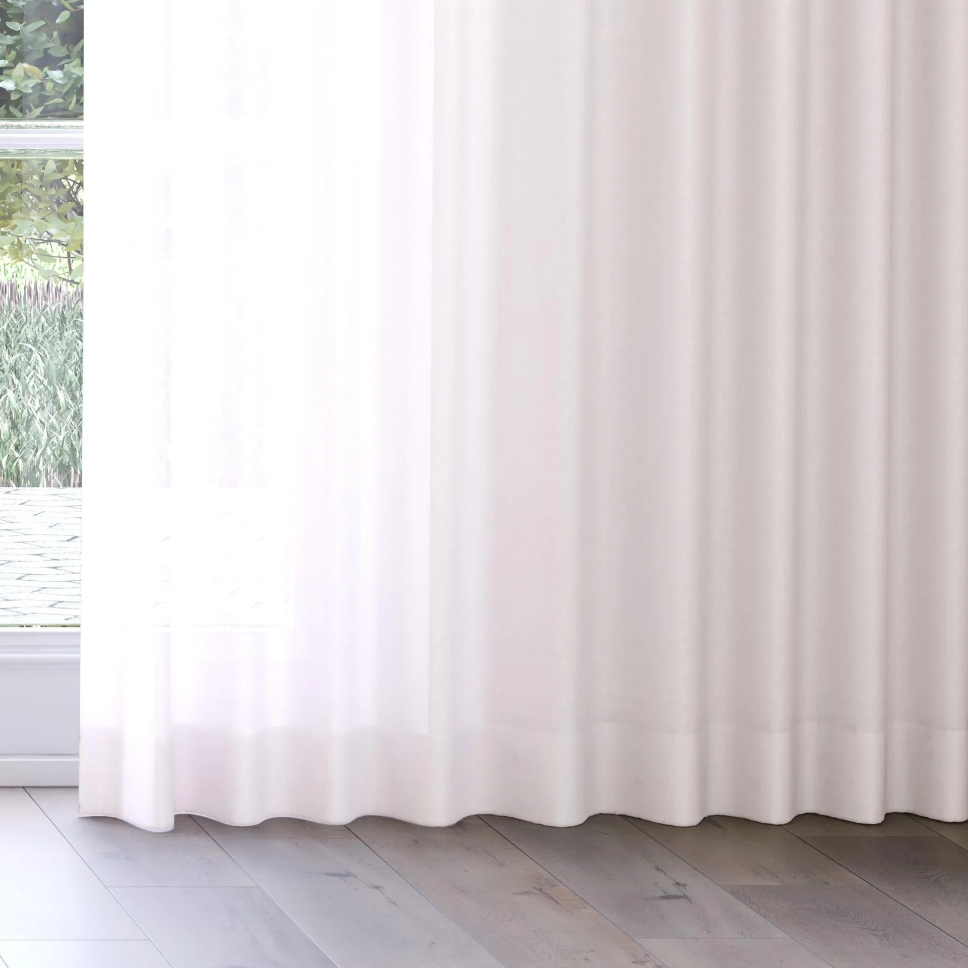 Bottom view of Sunlight Blush, on curtain rail