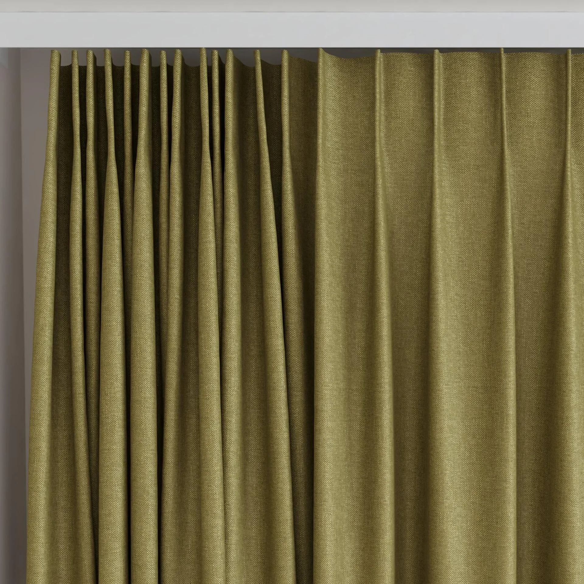 Top view of Perfecto Cypress, on curtain rail