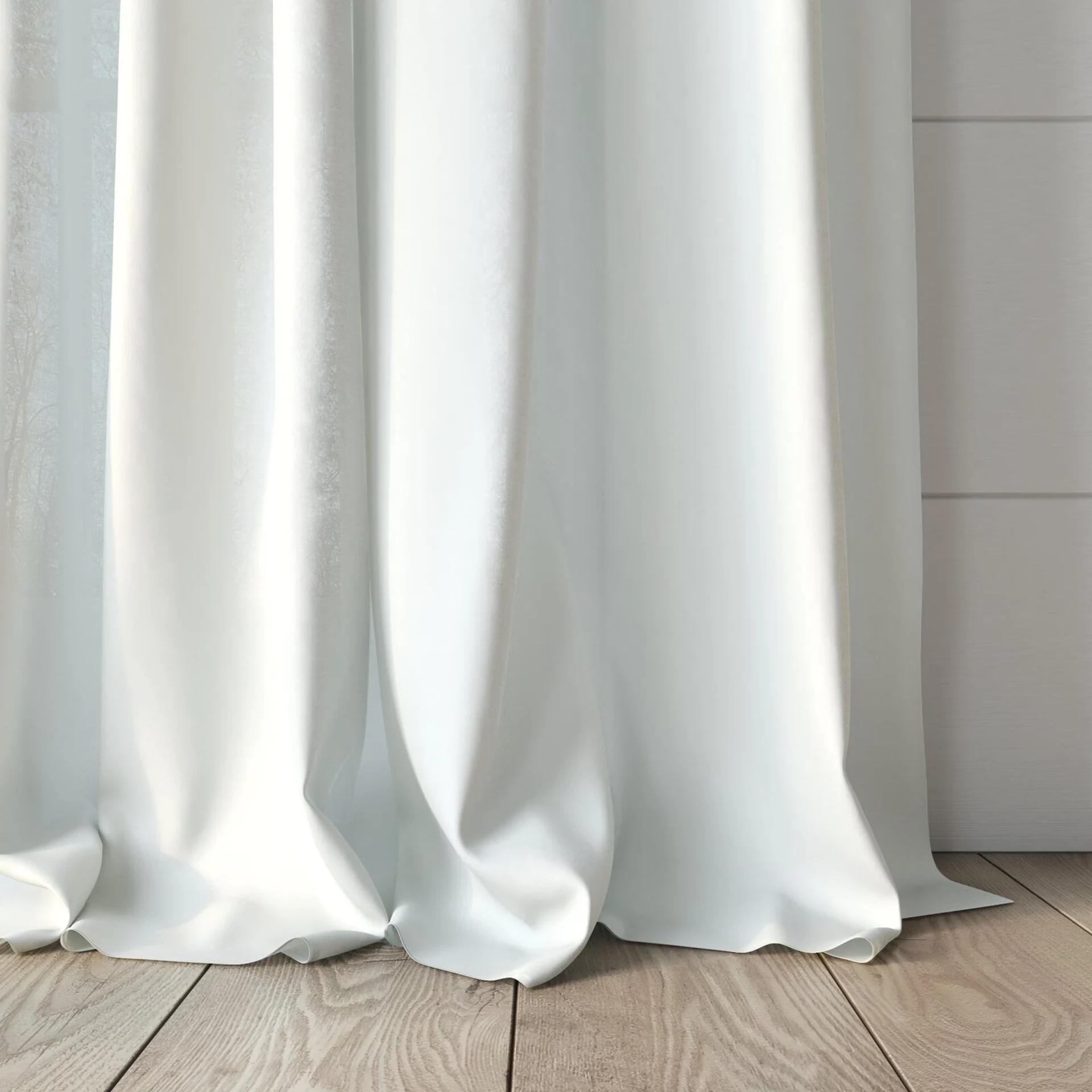 Bottom view of Kite Marble, puddled, on curtain rod