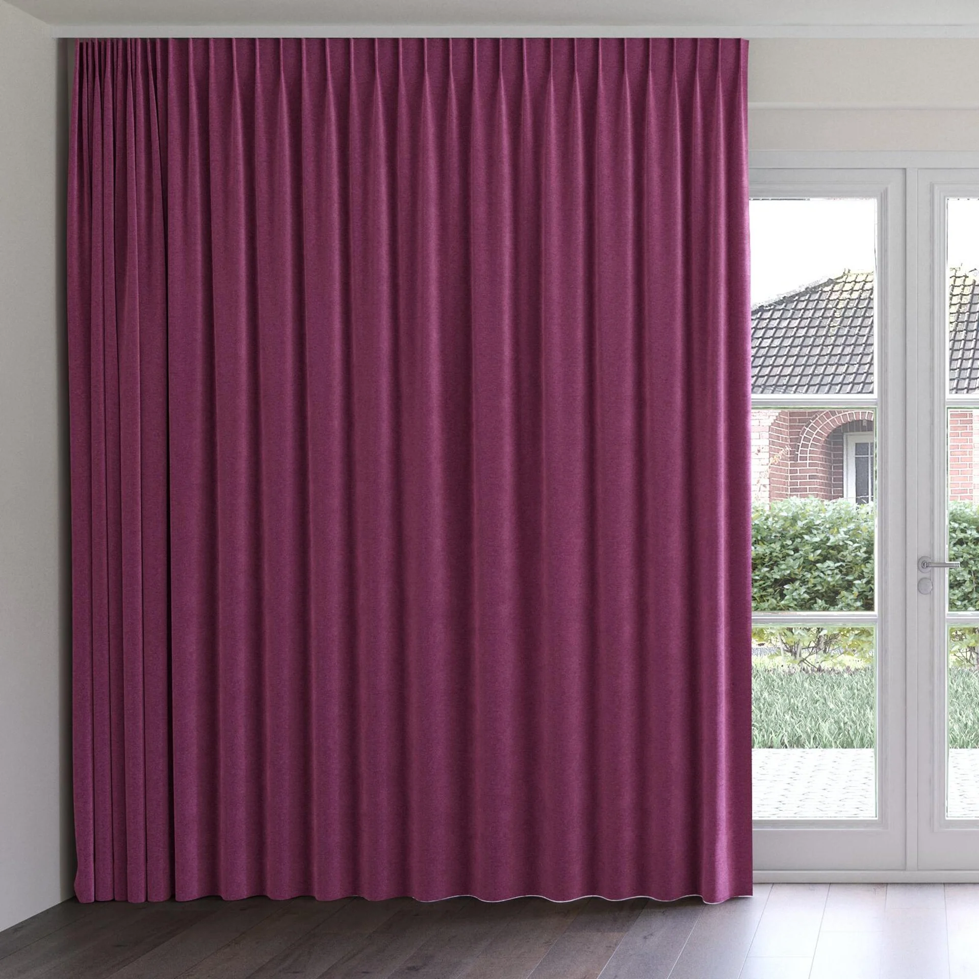 Front view of Geneva Crocus, on curtain rail