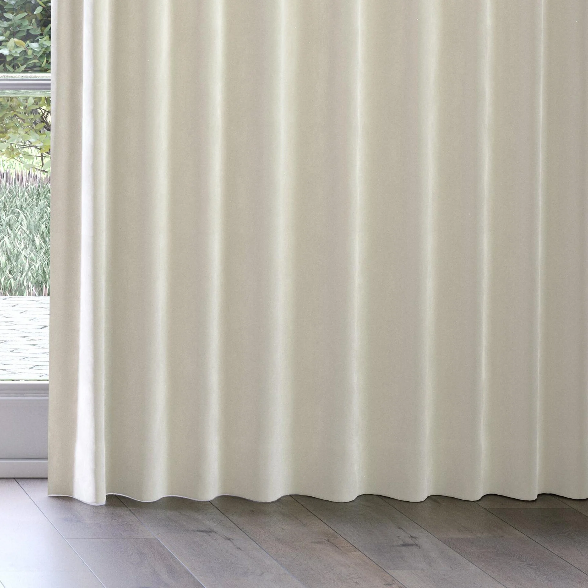 Bottom view of Verbier Wool, on curtain rail