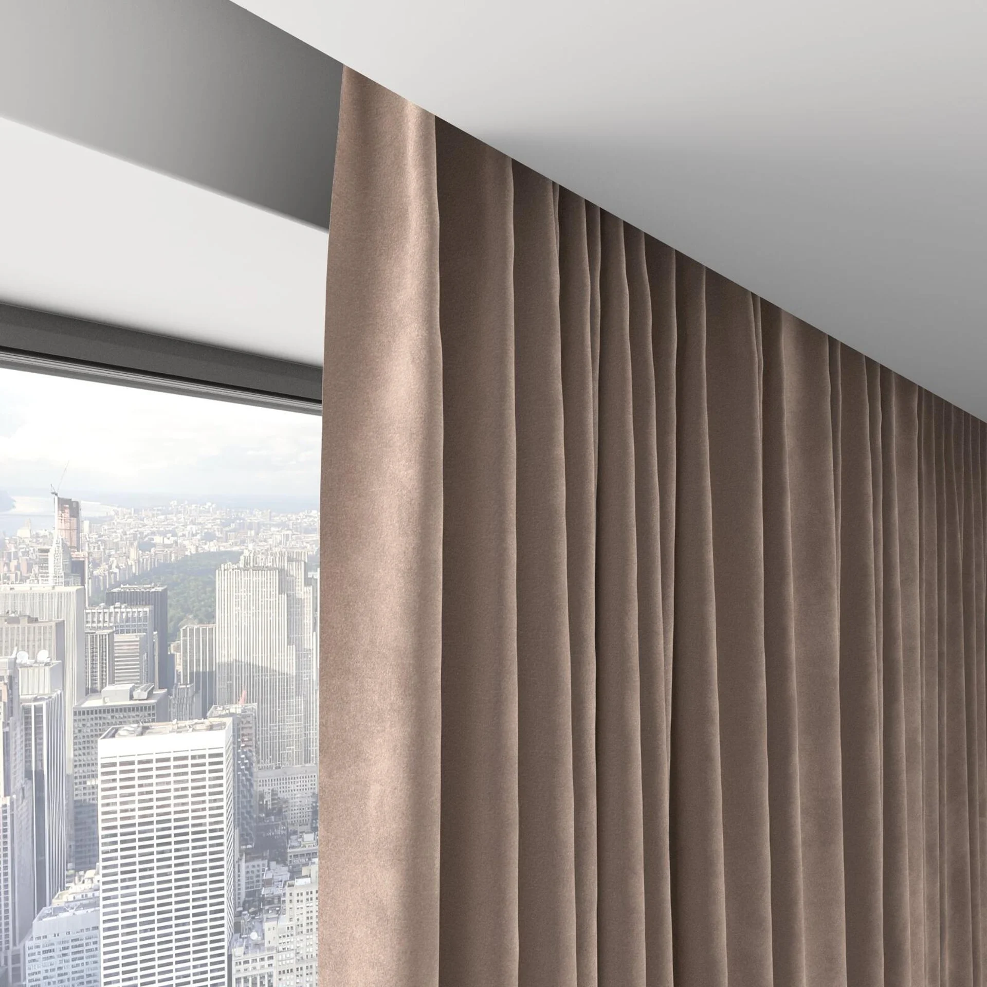 Top view of Lux Velvet Dusk 8704, on hidden rail