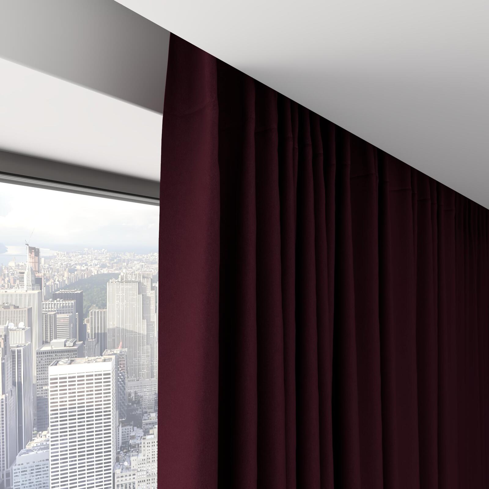 Top view of Vela Aubergine, on hidden rail