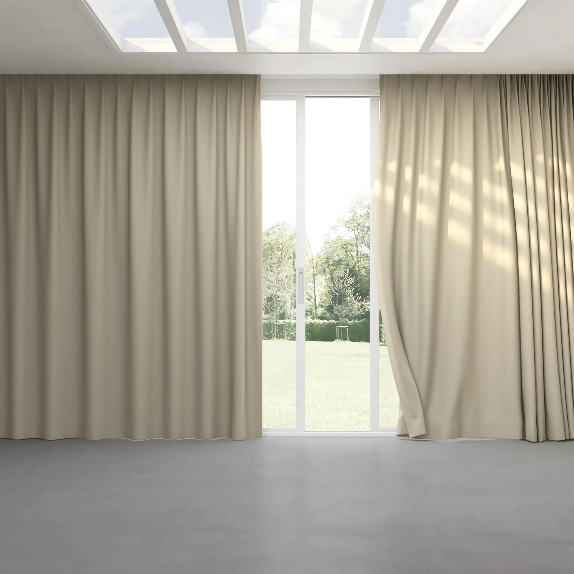 Full view of Darkness Hay, pinch pleat