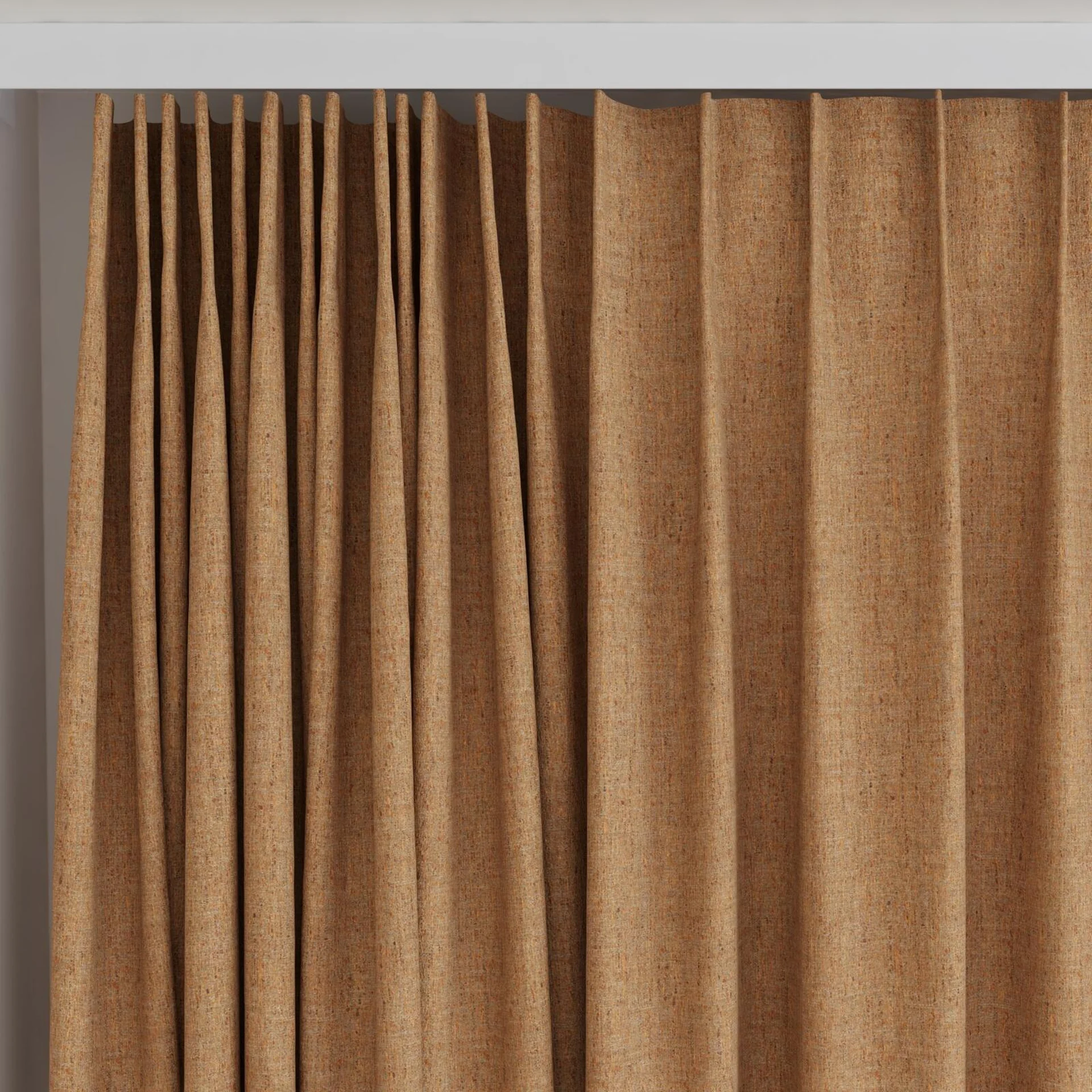 Top view of Dryland Rustic, on curtain rail