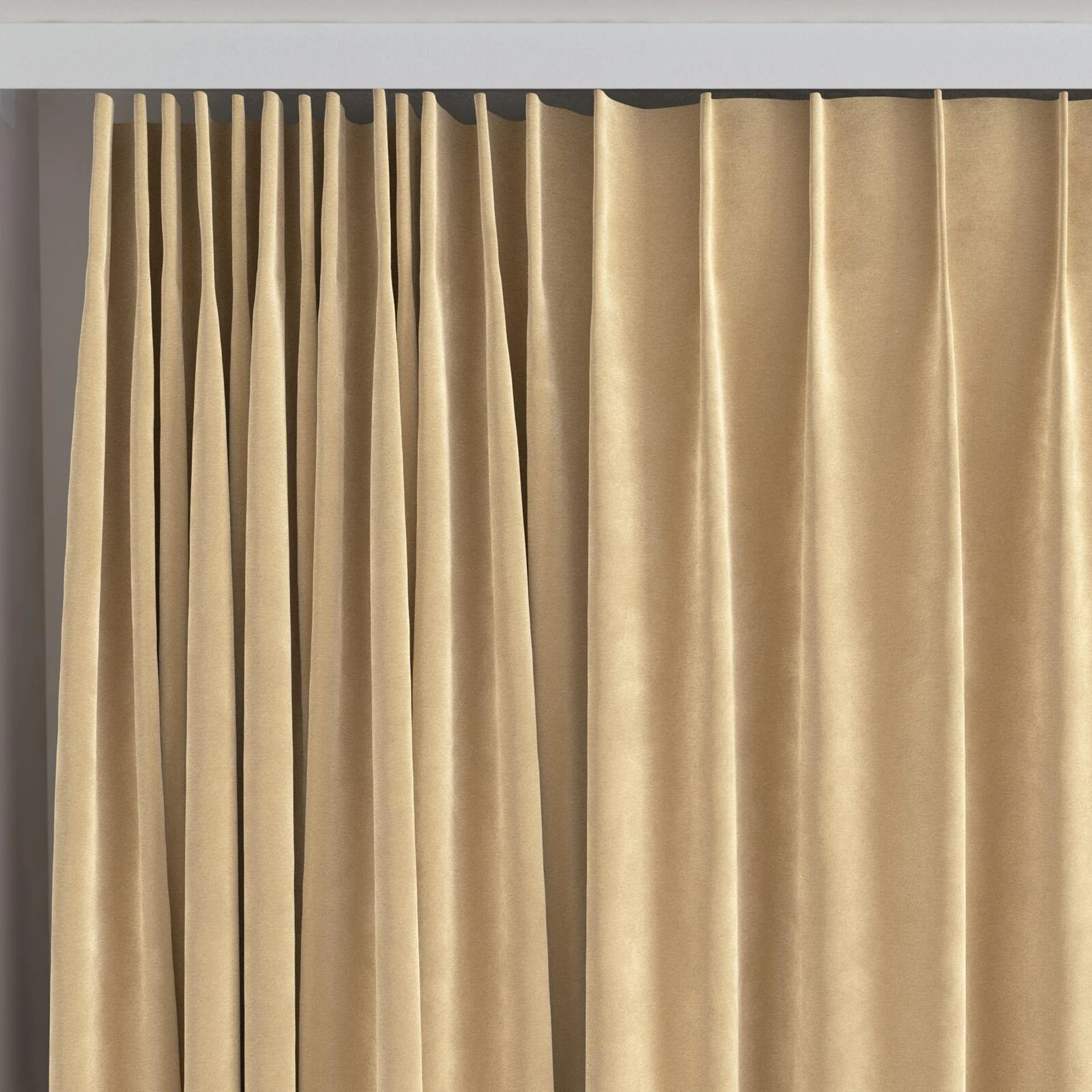 Top view of Lux Velvet Antelope 8406, on curtain rail