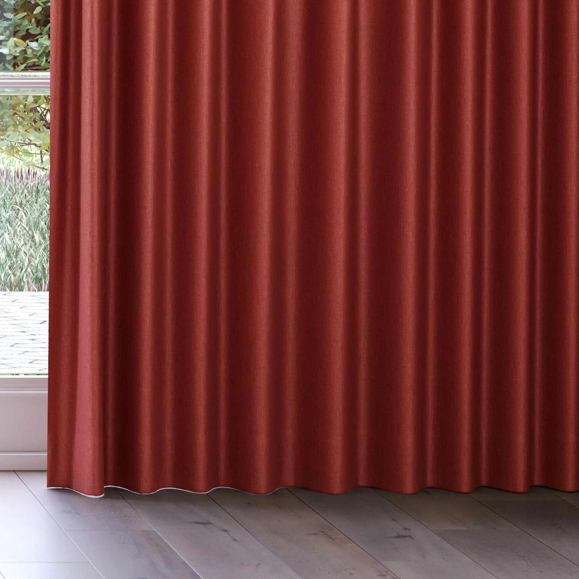 Bottom view of Hombre Sienna, on curtain rail
