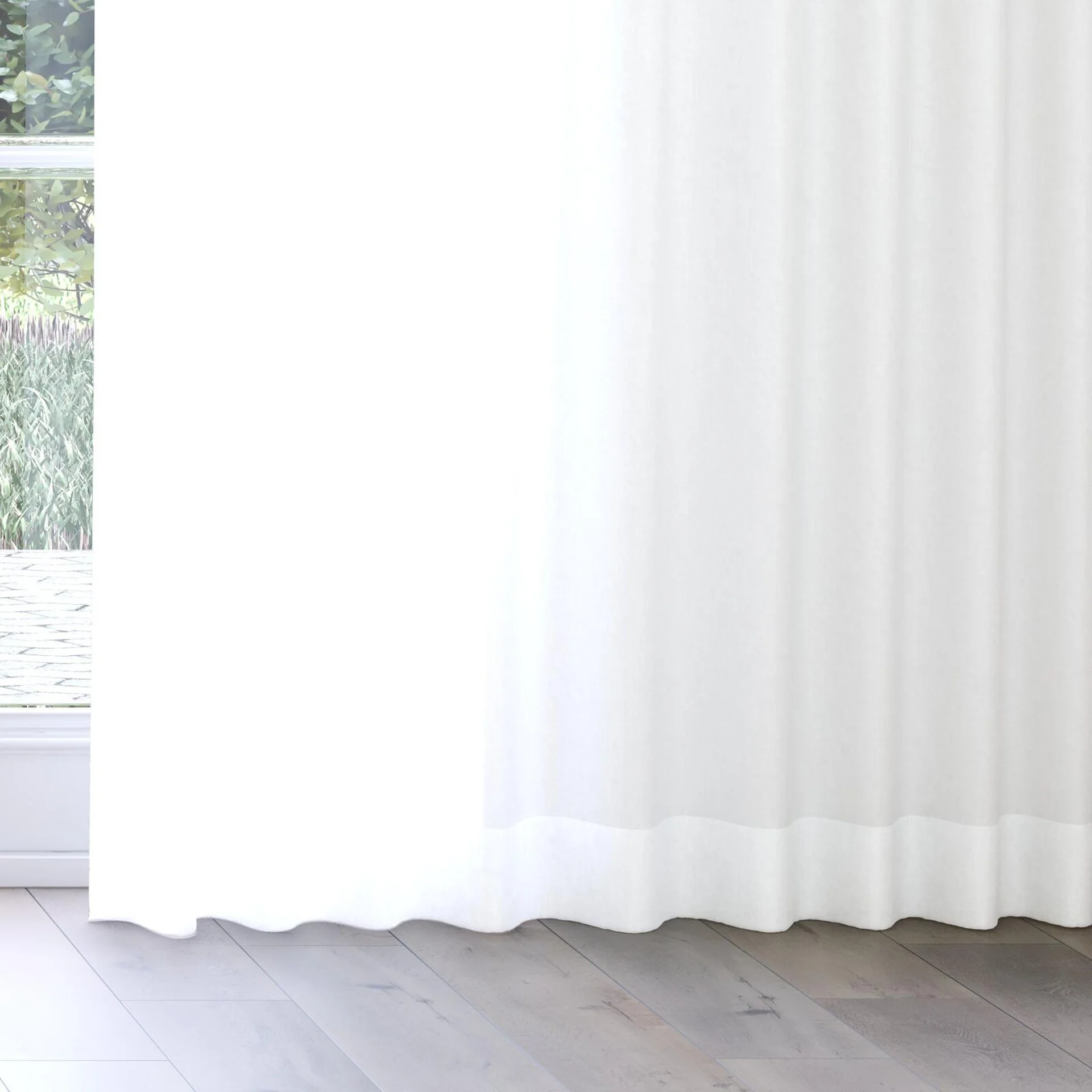 Bottom view of Flo II Marble, on curtain rail