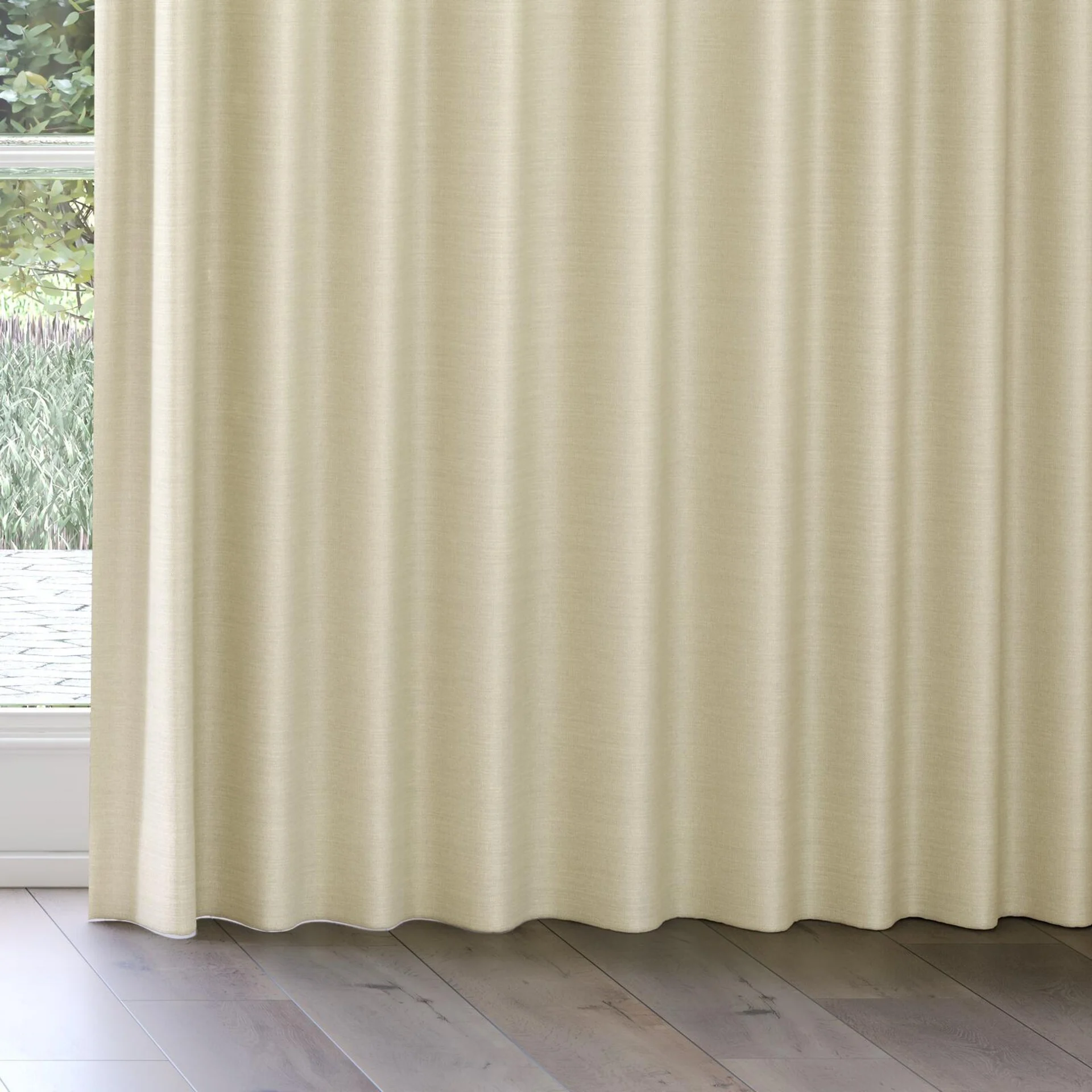 Bottom view of Linex Linen, on curtain rail