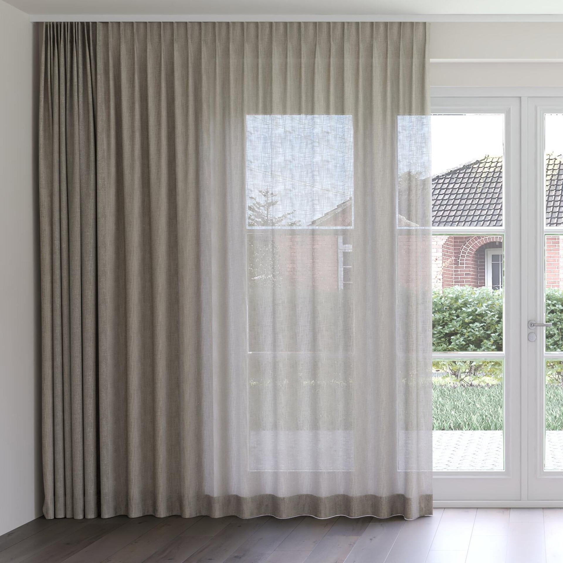 Front view of Motion Hemp, on curtain rail