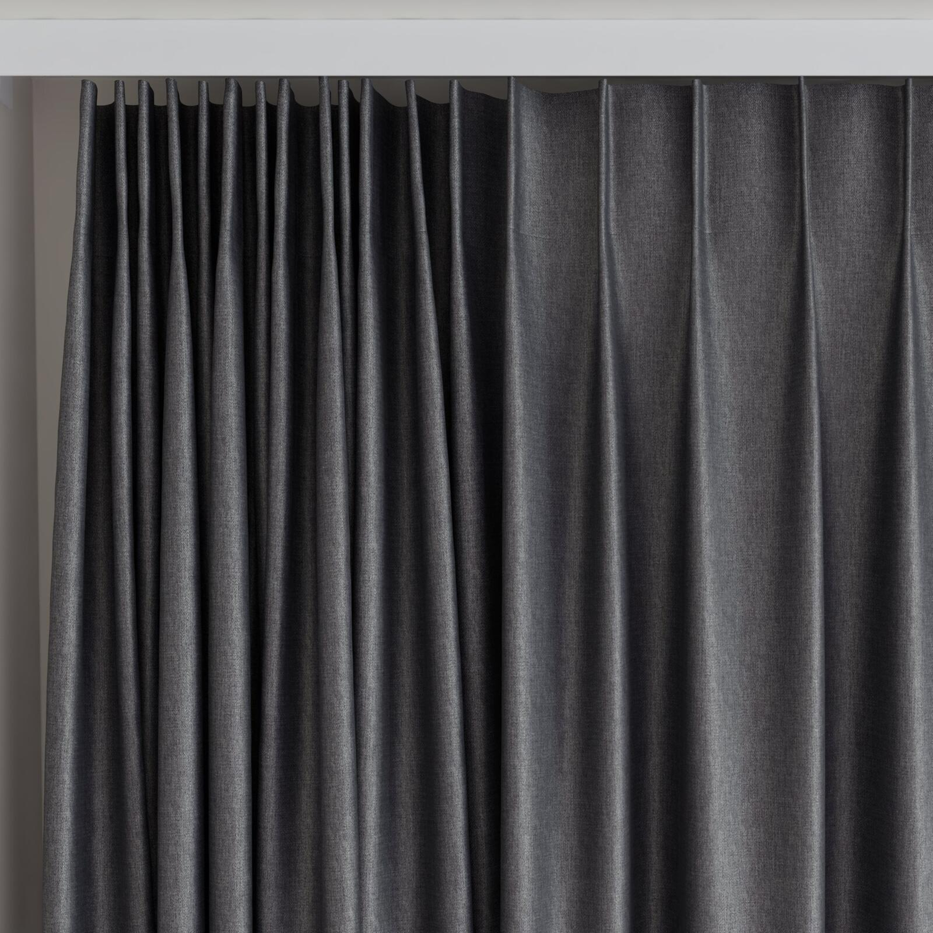 Top view of Matrix Anthracite, on curtain rail