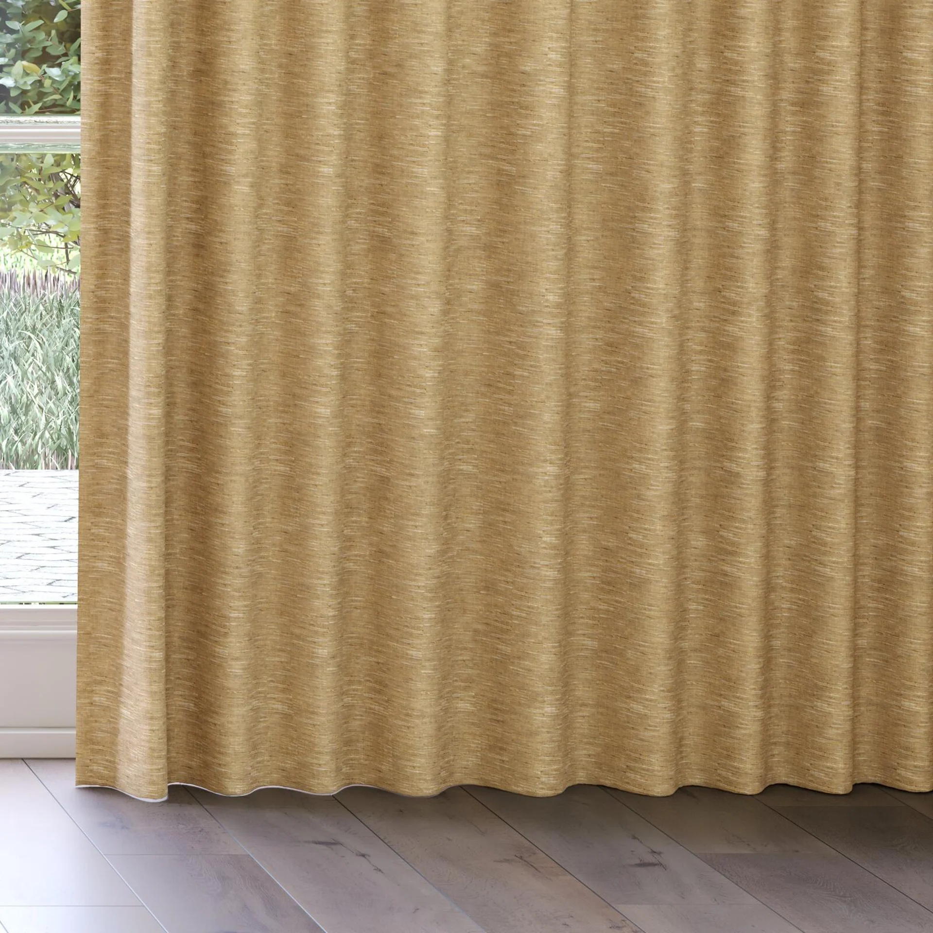 Bottom view of Venus Straw, on curtain rail