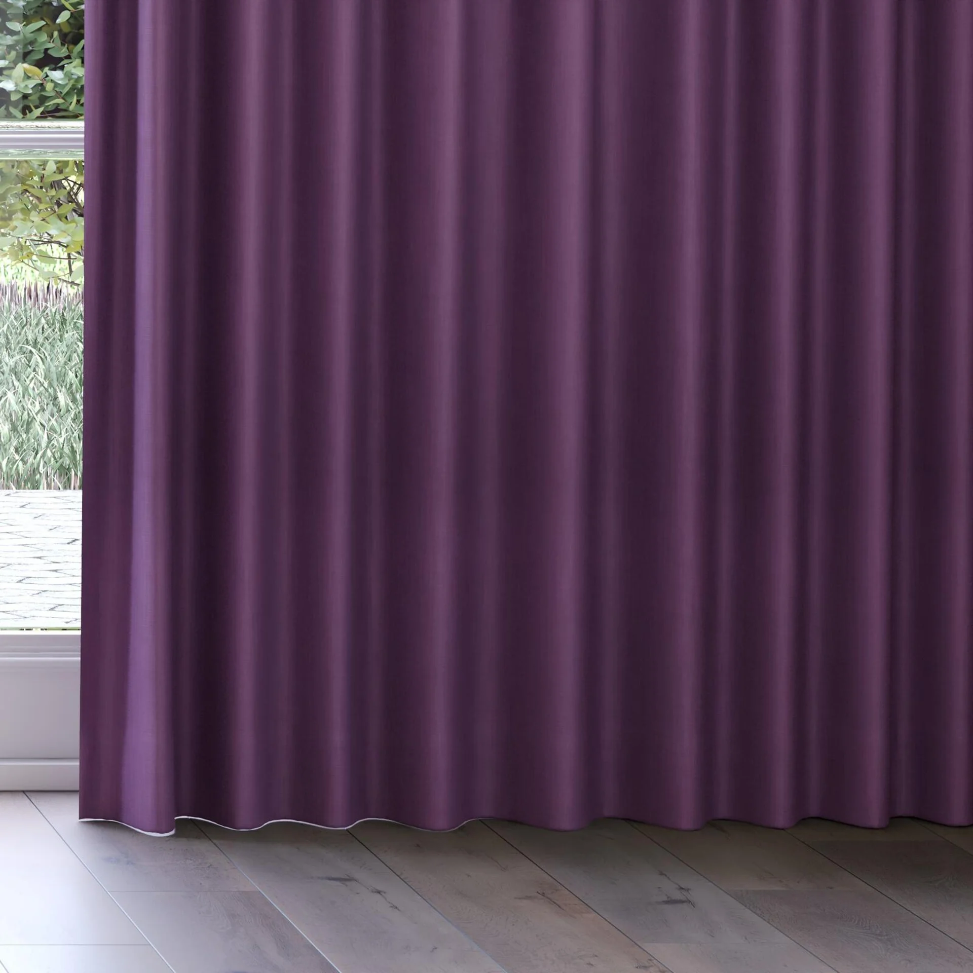 Bottom view of Lexicon Amethyst, on curtain rail
