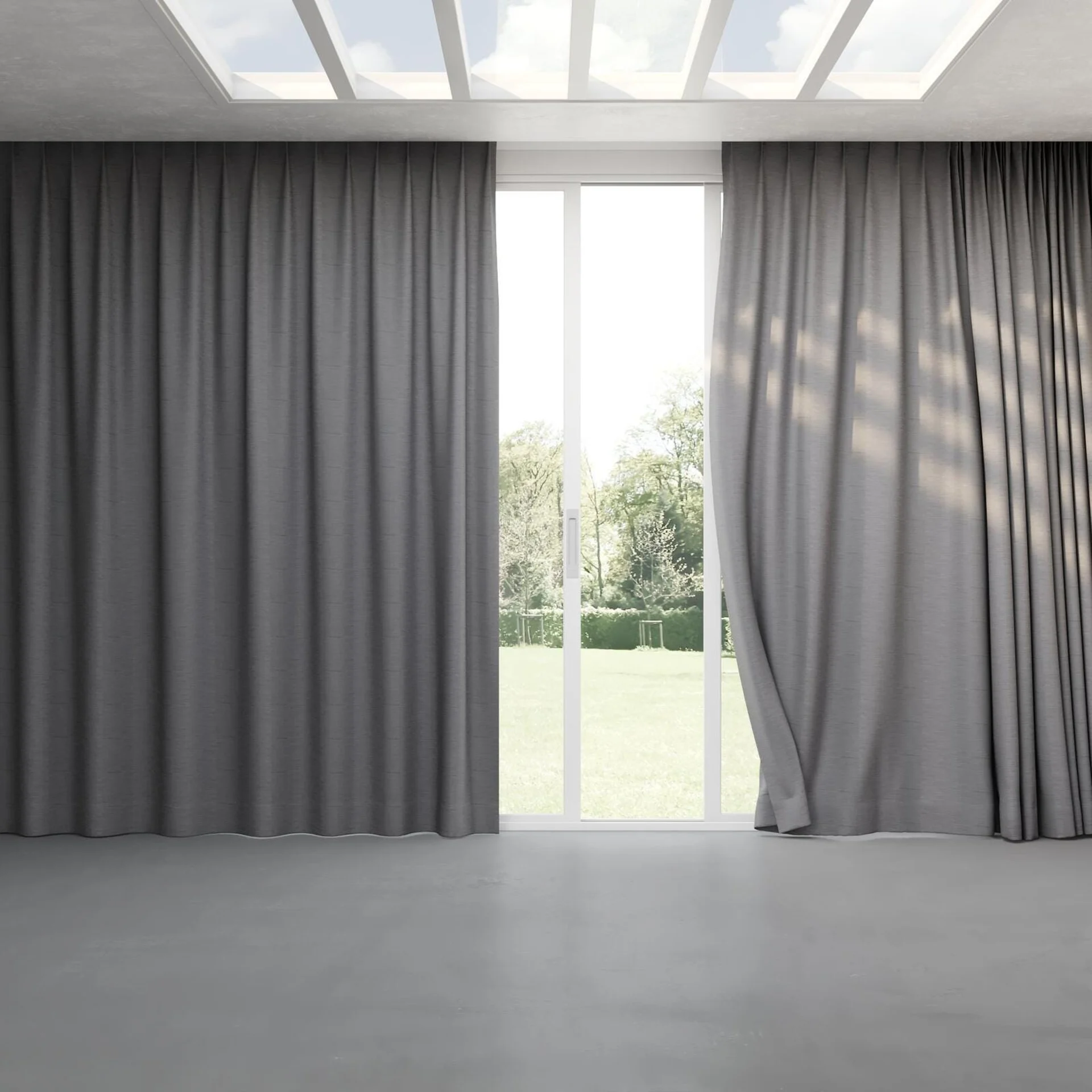 Full view of Borneo Uncoated Slate, pinch pleat