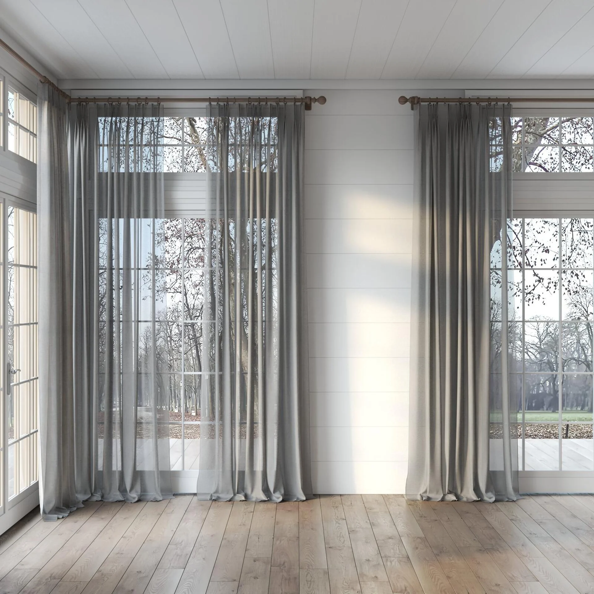 Full view of Audiance Dice, puddled, on curtain rod