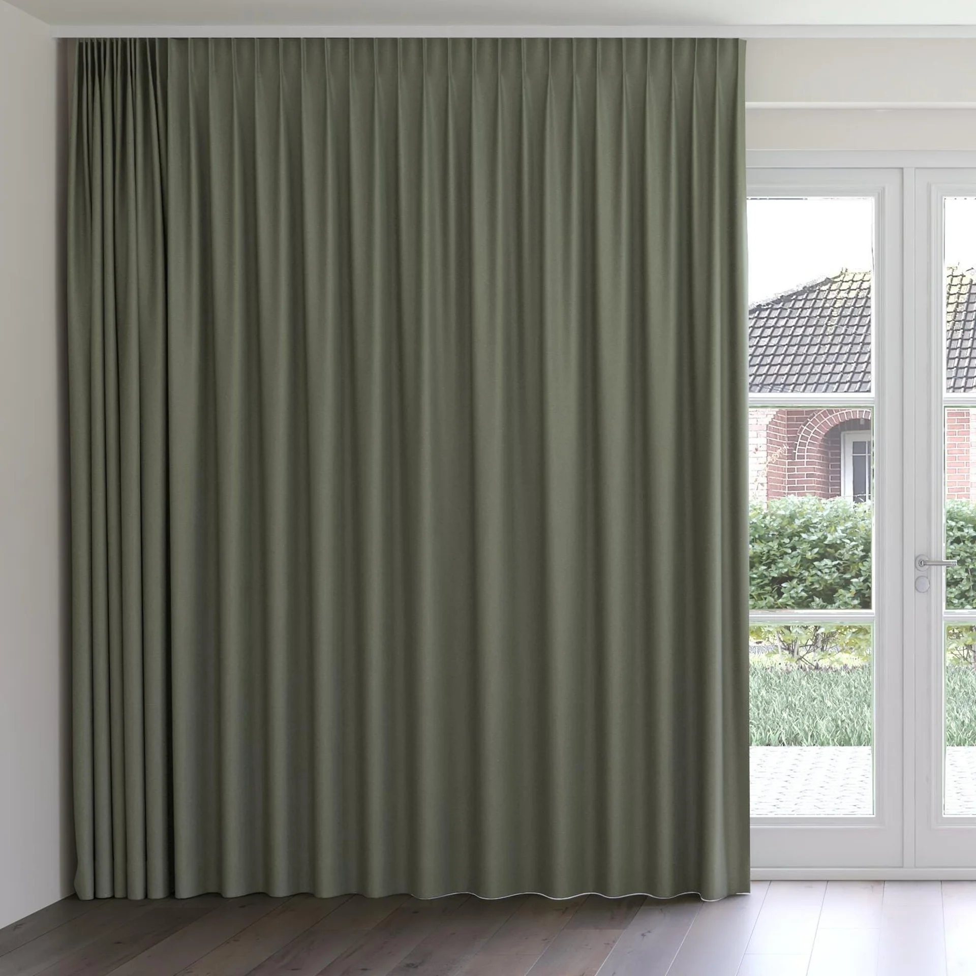 Front view of Duede Grass, on curtain rail
