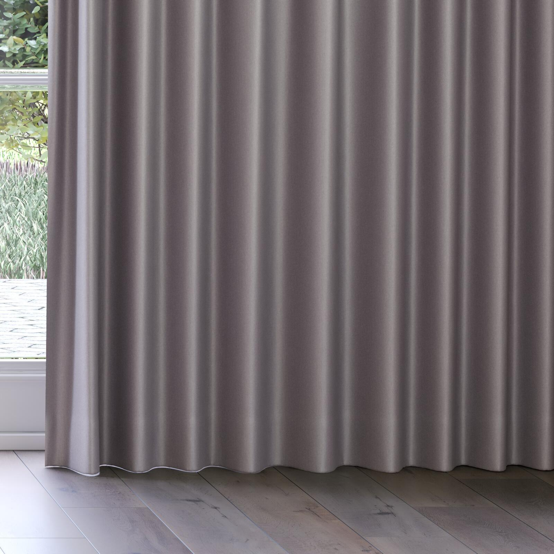 Bottom view of Wise Charcoal, on curtain rail