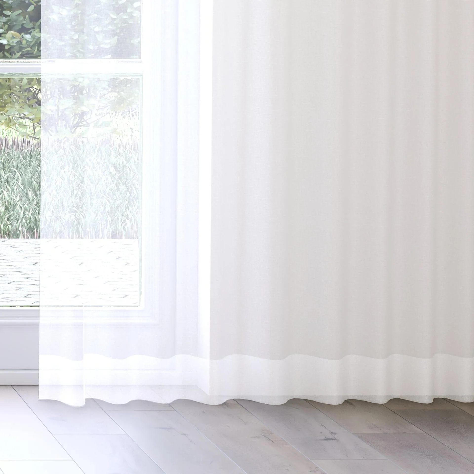 Bottom view of Cavalier White, on curtain rail