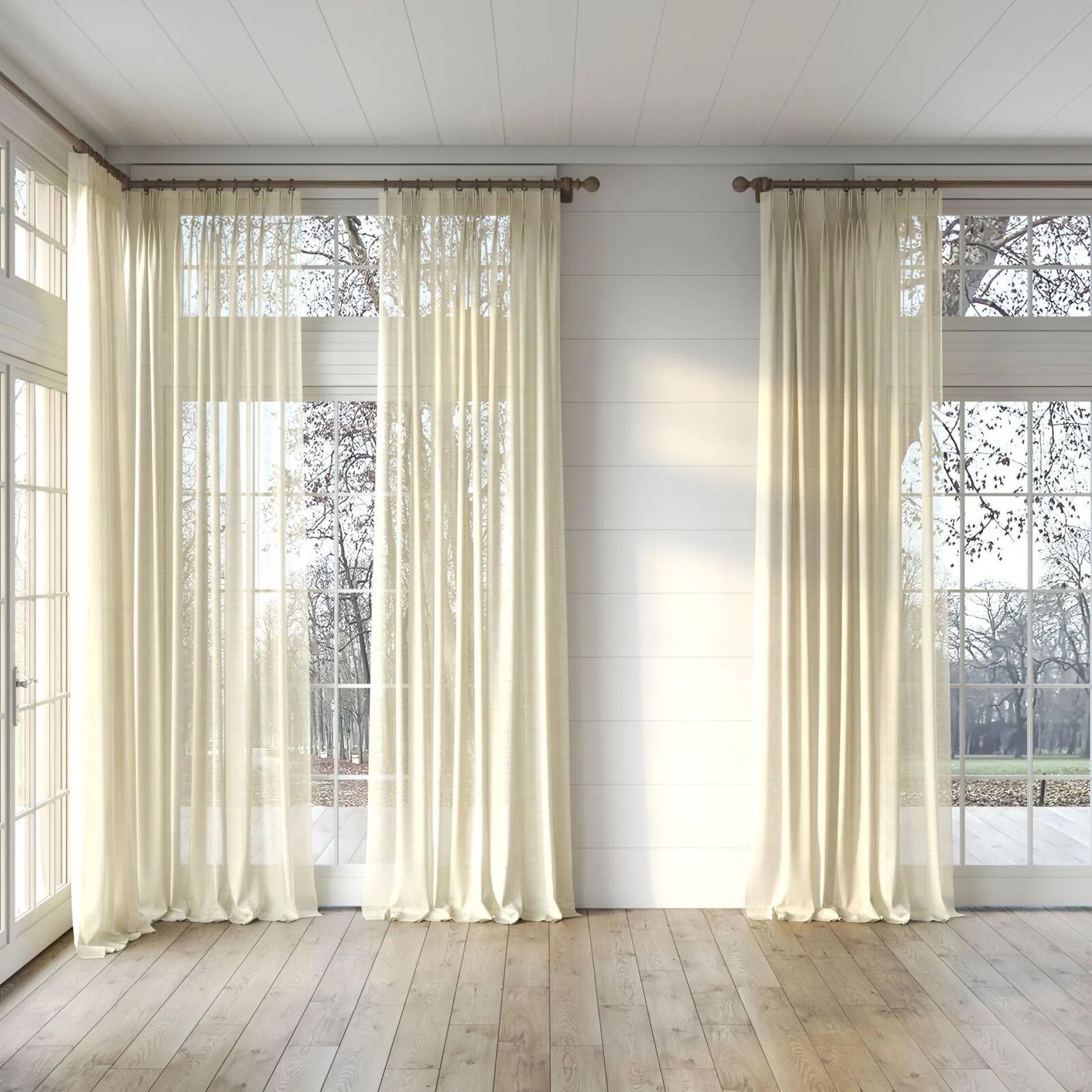 Full view of Angelic Sun, puddled, on curtain rod