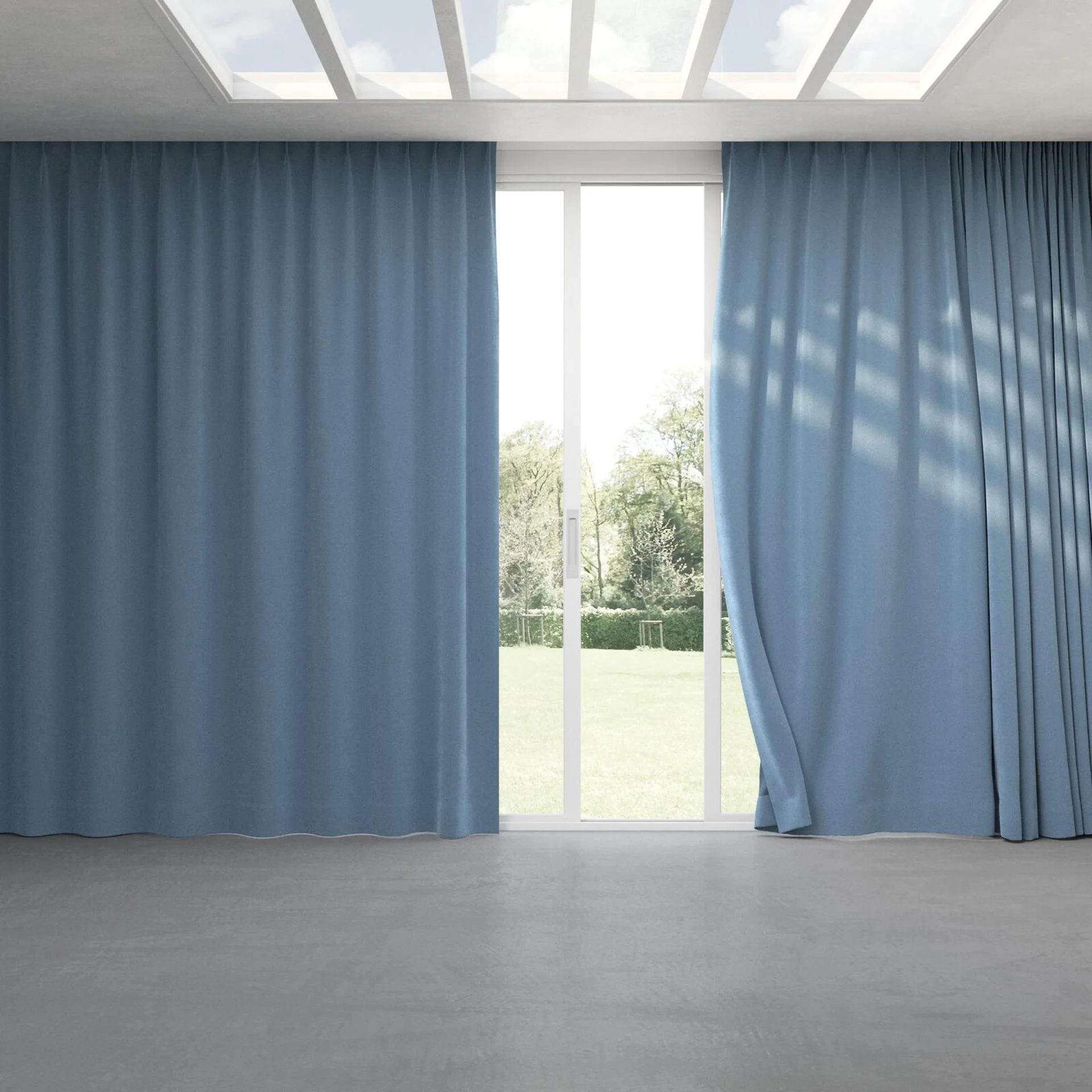 Full view of Moon Ocean, pinch pleat