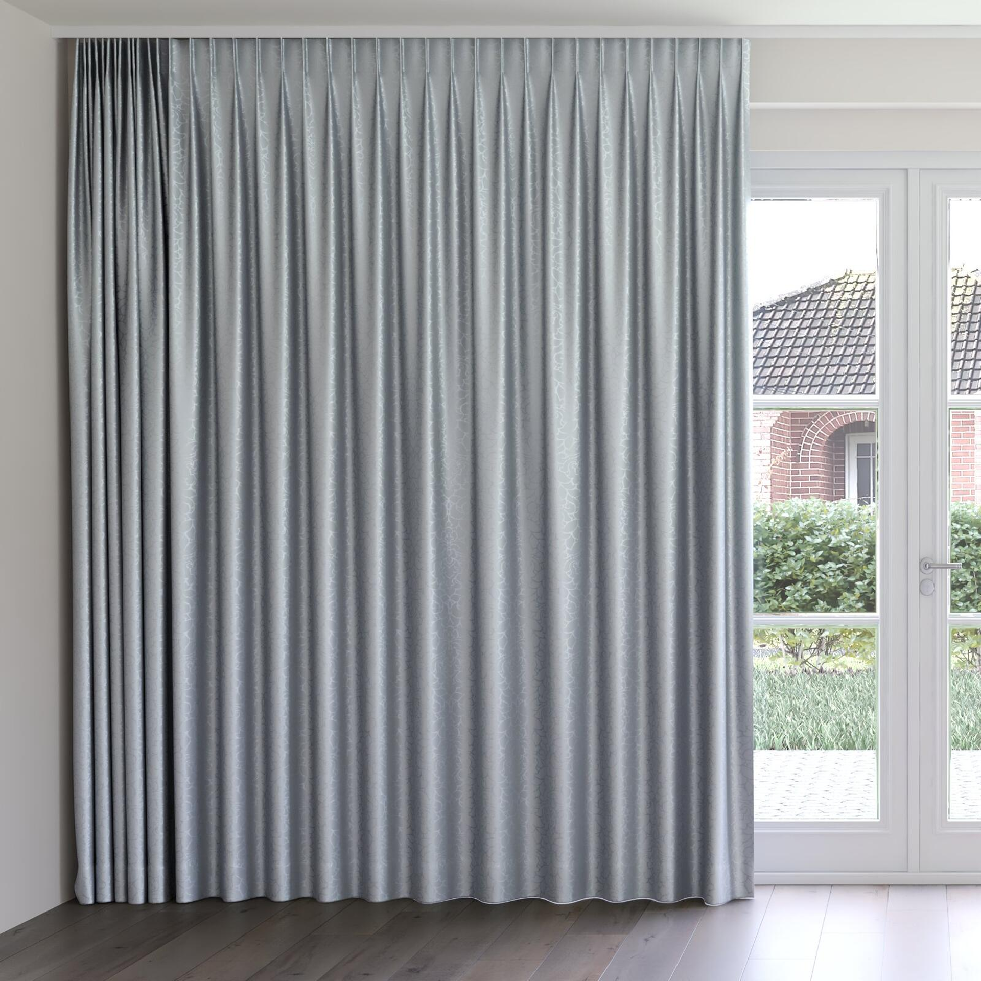 Front view of Opal Shark, on curtain rail