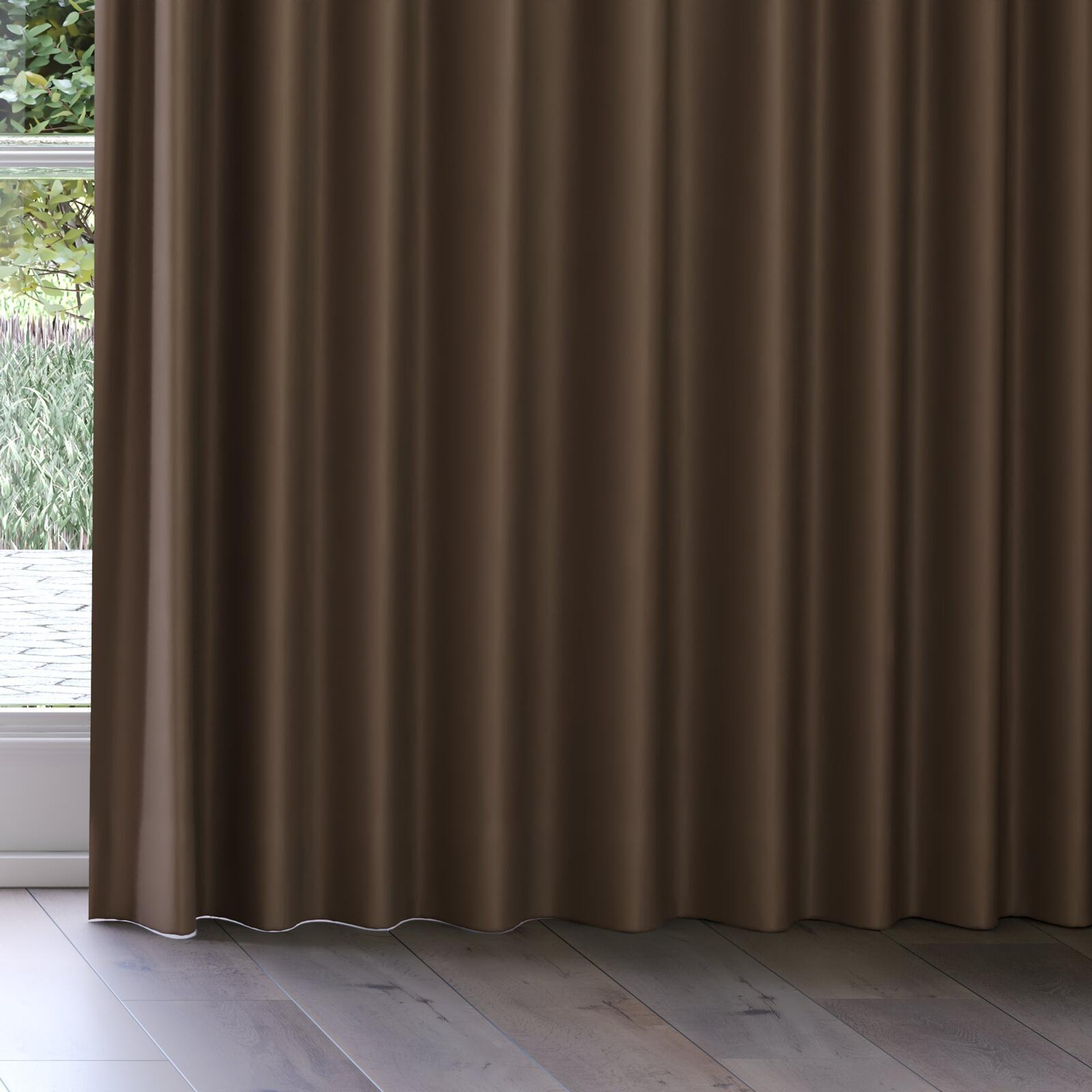 Bottom view of Ultra Dim Truffle, on curtain rail