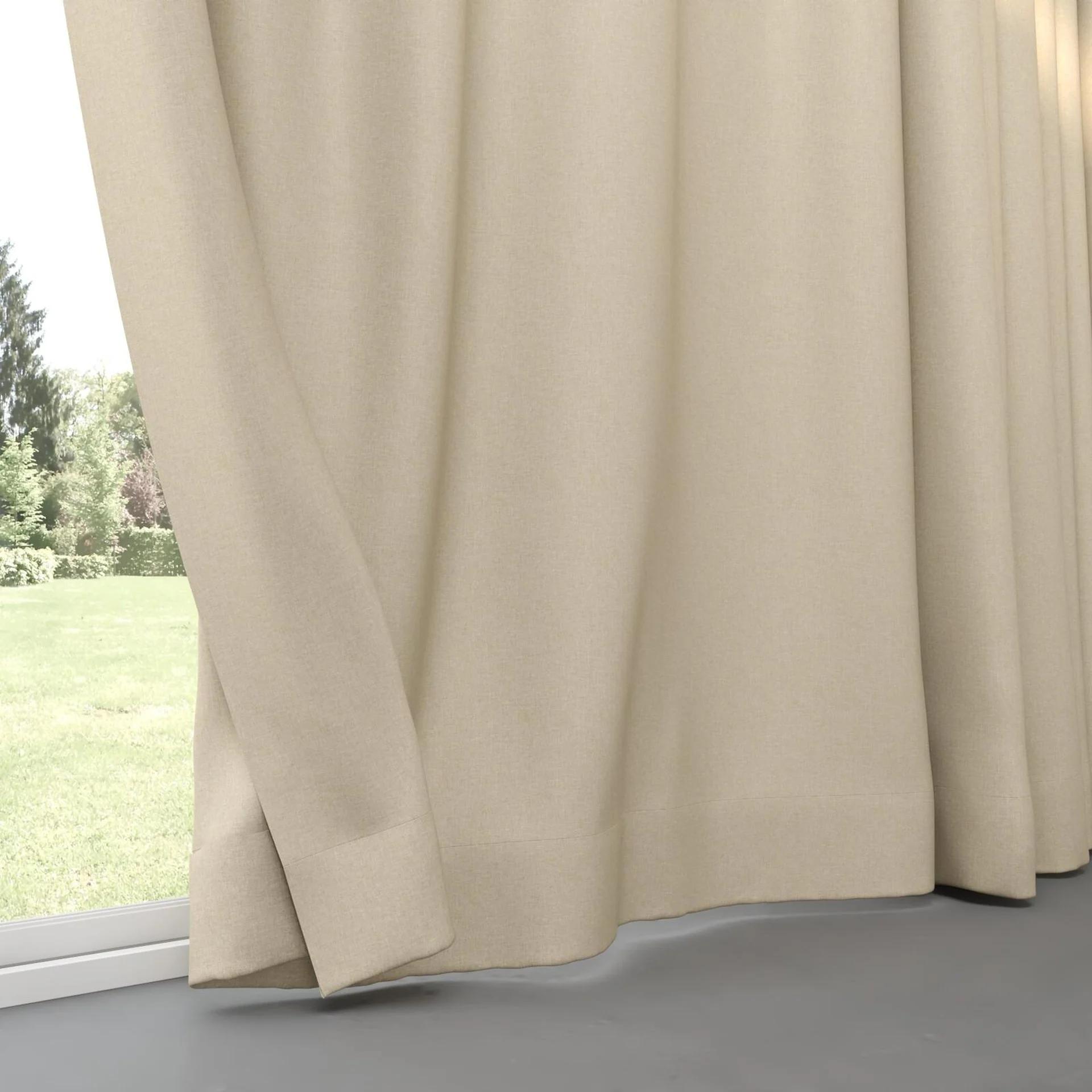 Bottom view of Re Delis Flax, pinch pleat