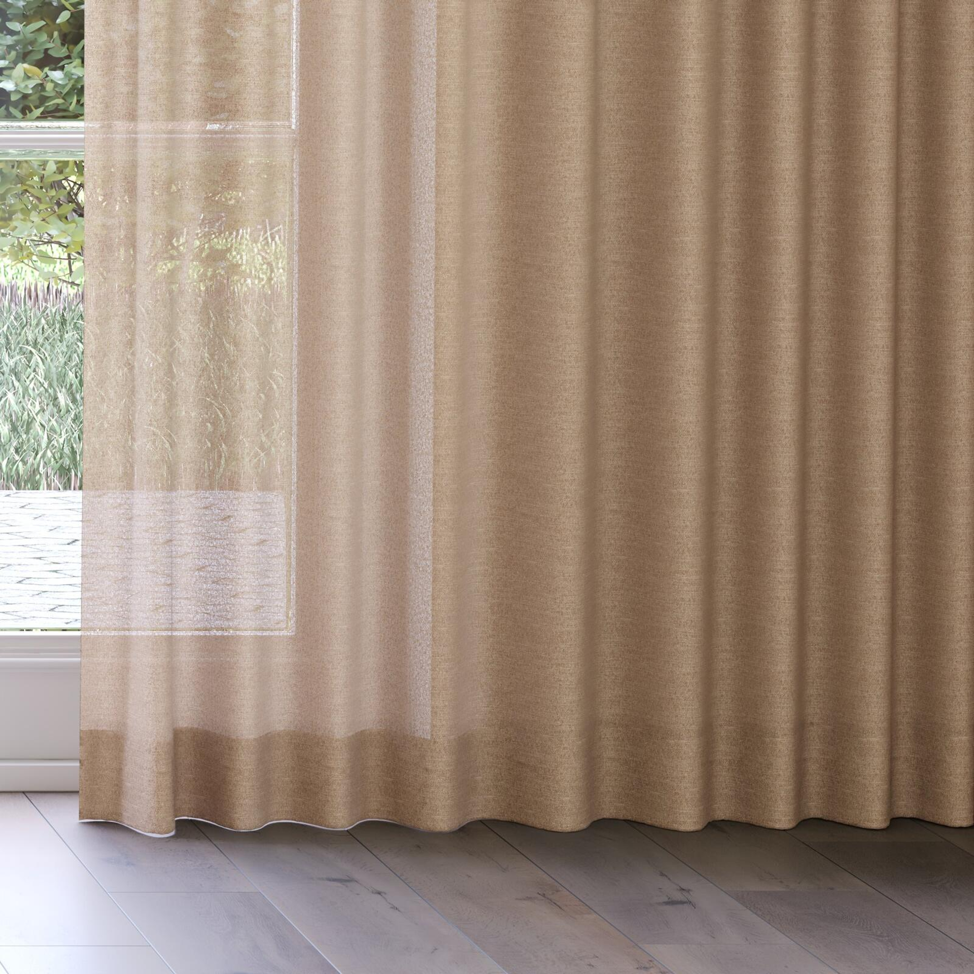 Bottom view of Revel Caramel, on curtain rail