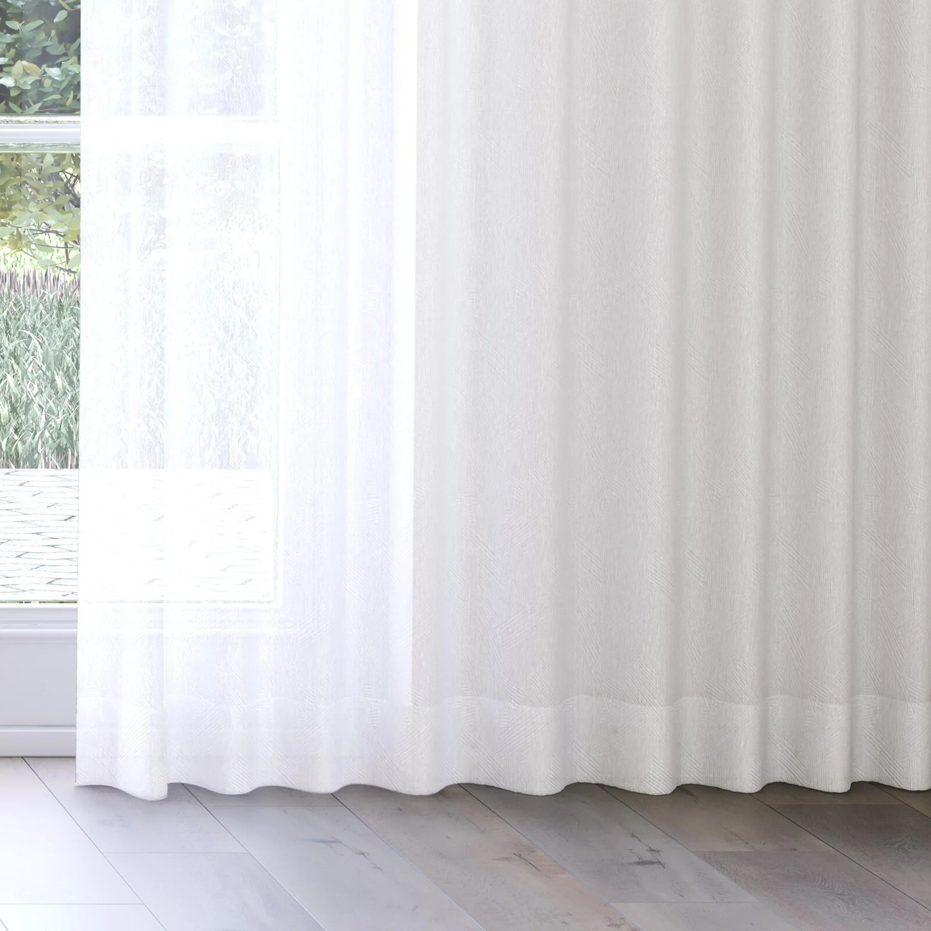 Bottom view of Refraction Calm, on curtain rail