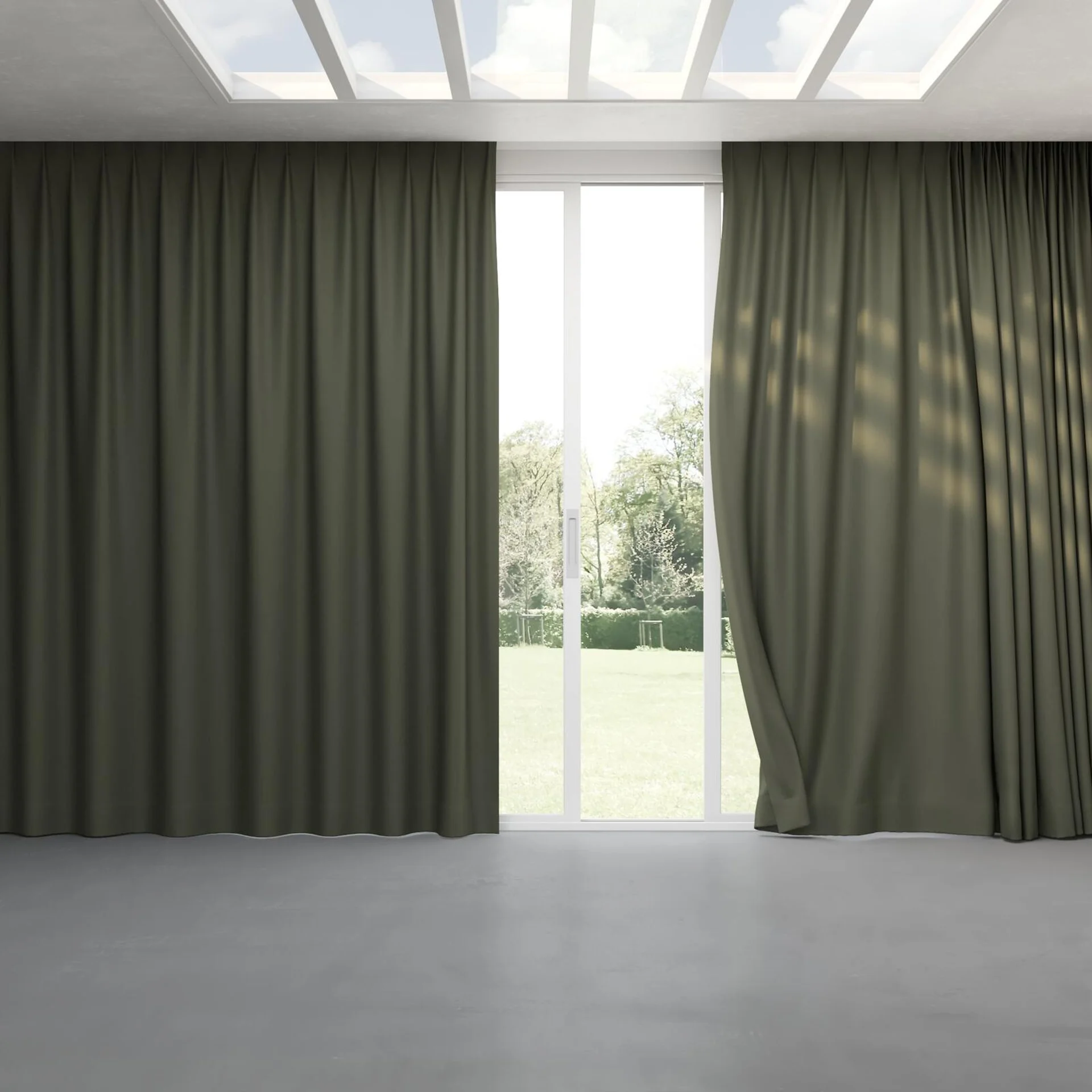 Full view of Colourwash Eco Forest, pinch pleat