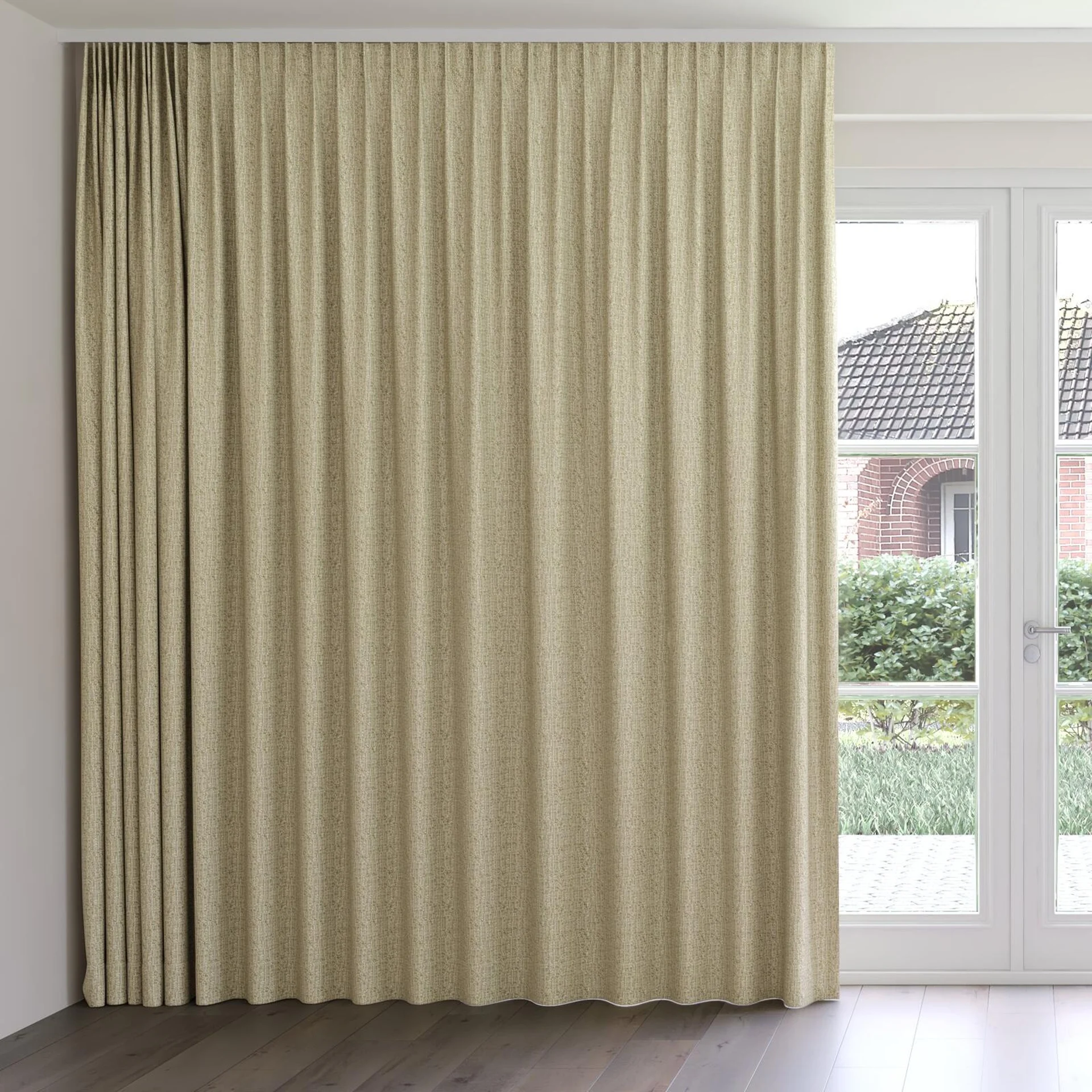 Front view of Refract Tea, on curtain rail