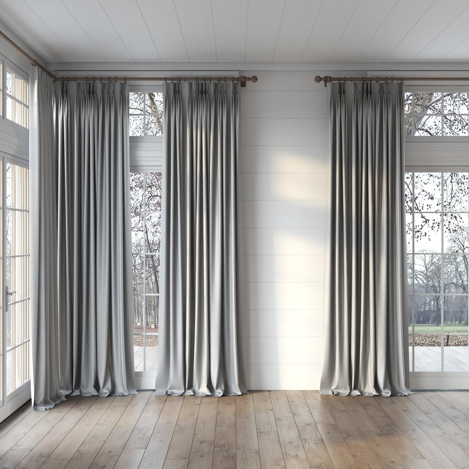 Full view of Matrix FR Mist, puddled, on curtain rod