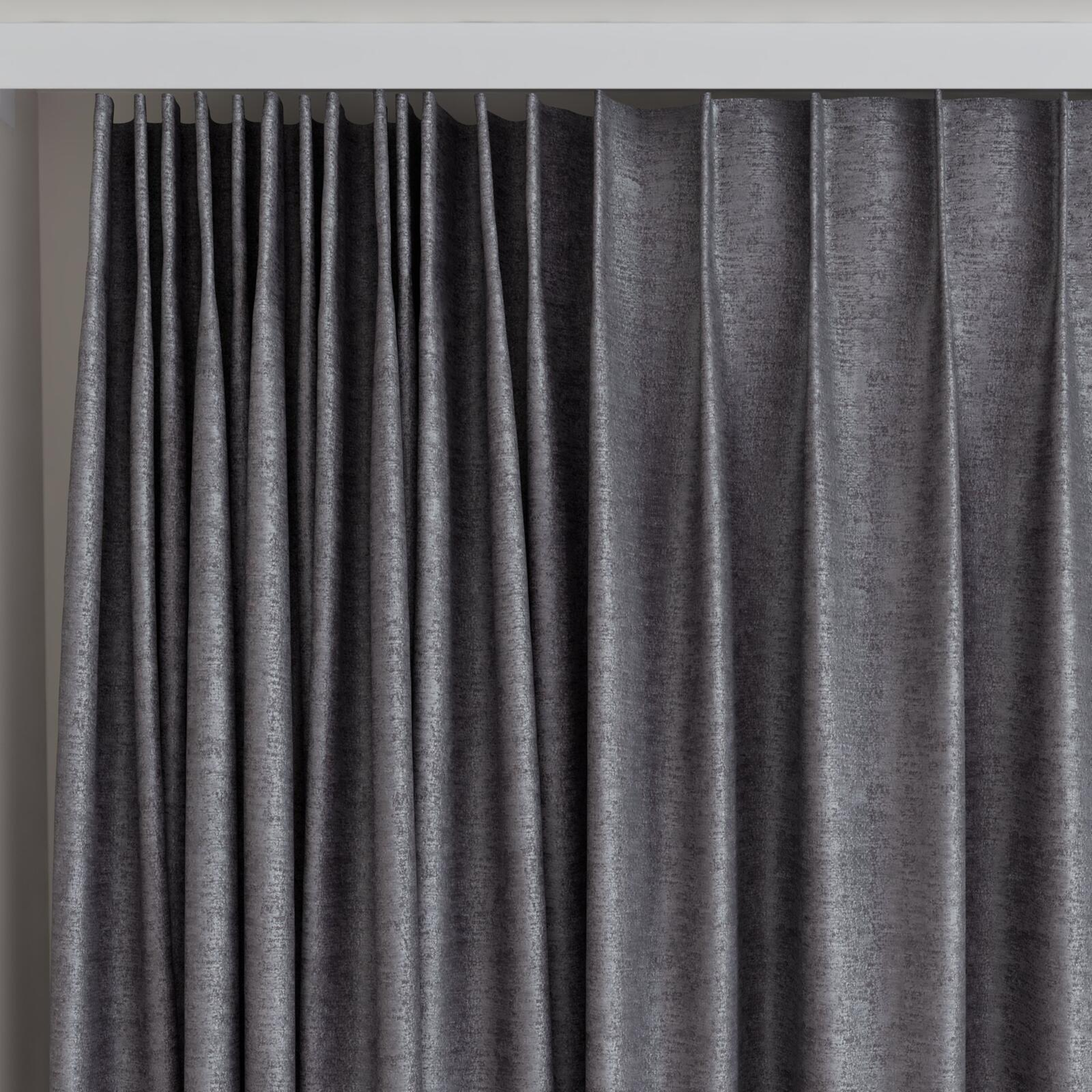 Top view of Hug Charcoal, on curtain rail
