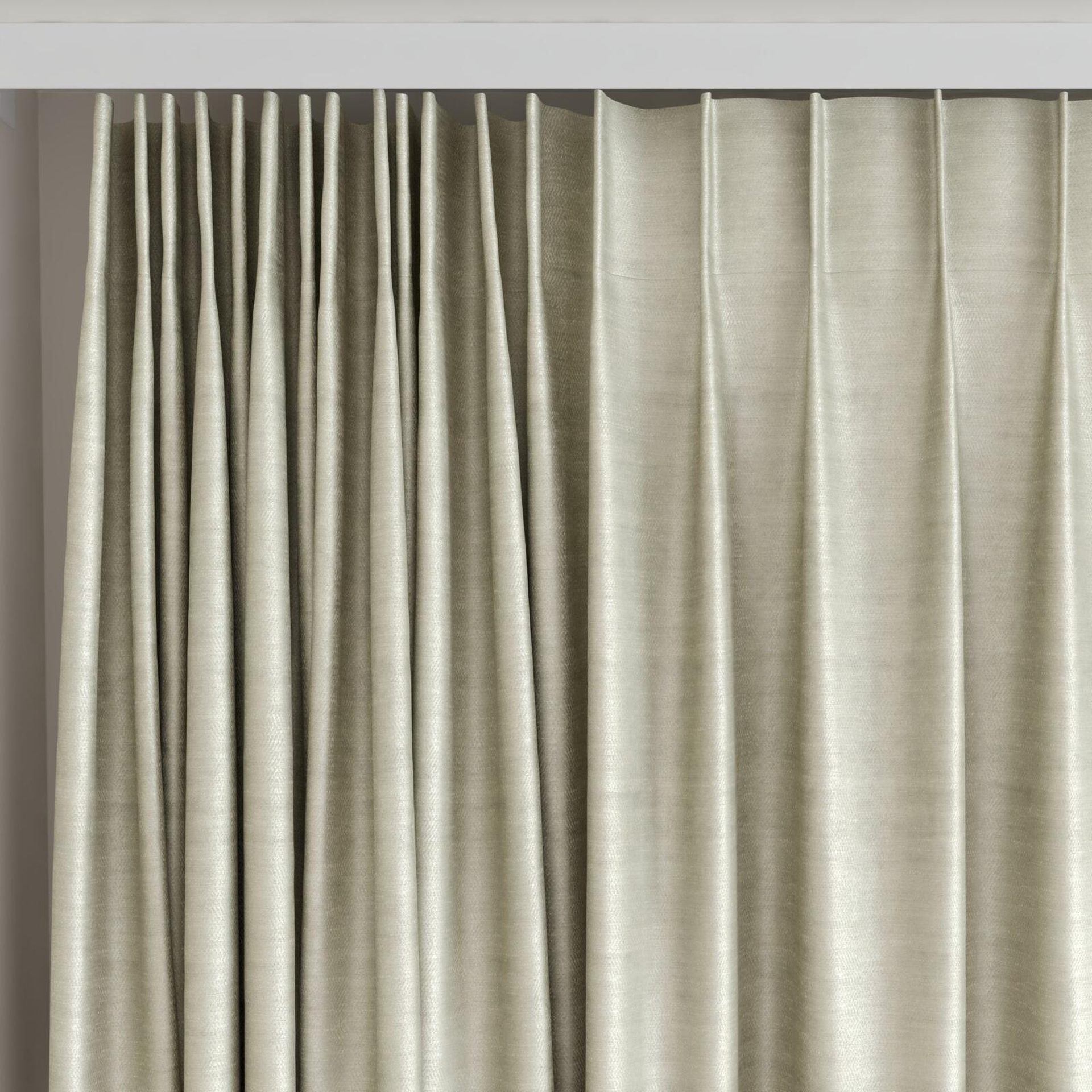 Top view of Zircon Asparagus, on curtain rail