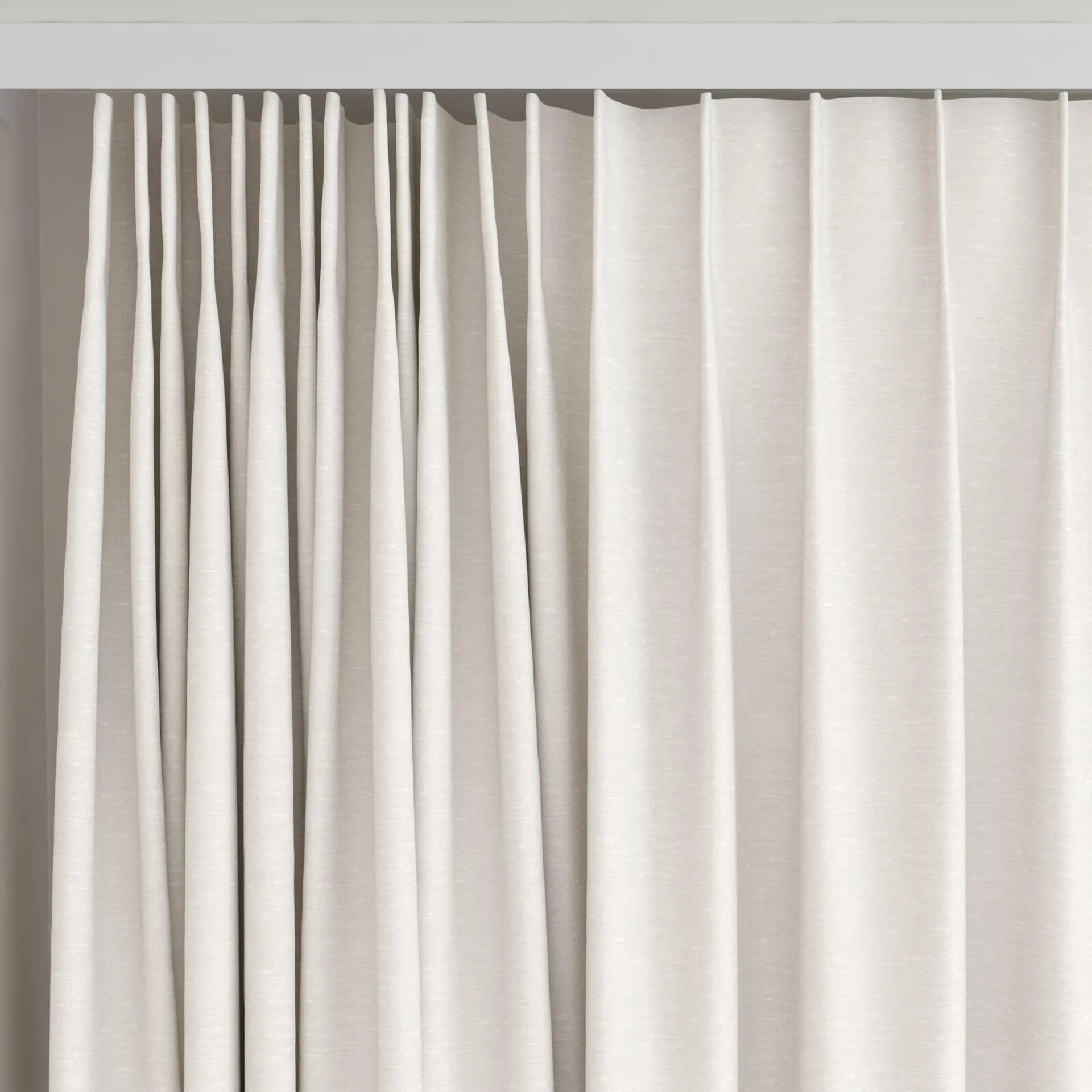 Top view of Maharaja II Ivory, on curtain rail