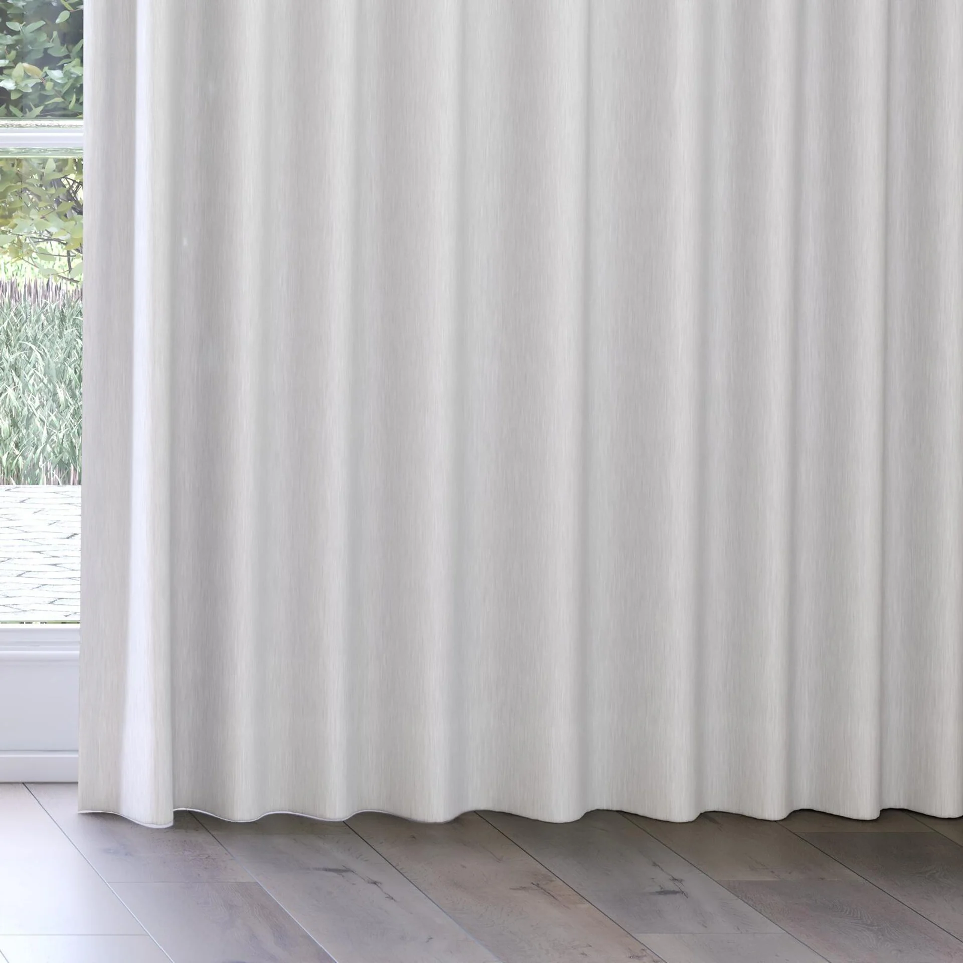 Bottom view of Tuxedo Cloud, on curtain rail