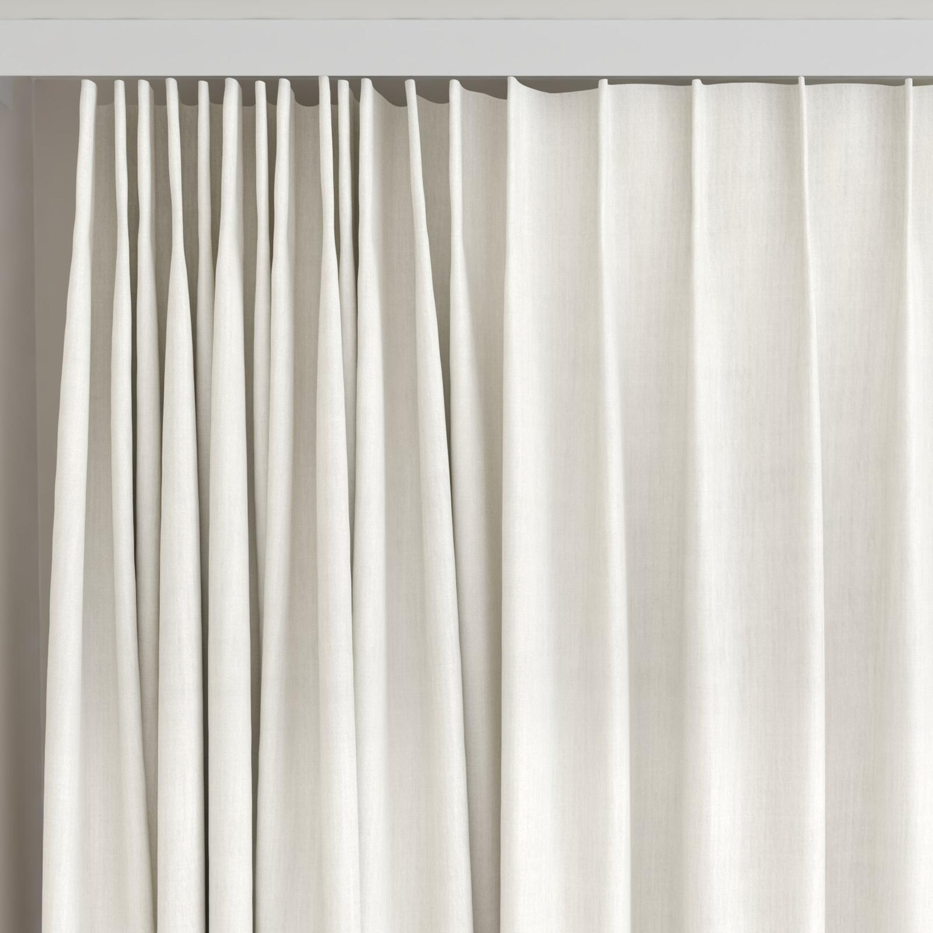 Top view of Lexicon Ecru, on curtain rail