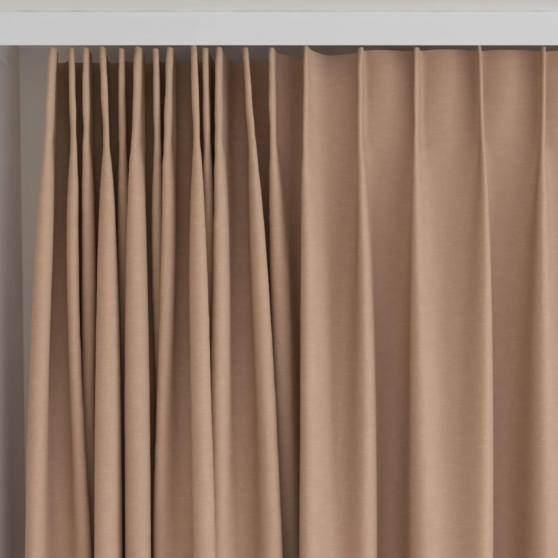 Top view of Maharaja II Peach, on curtain rail